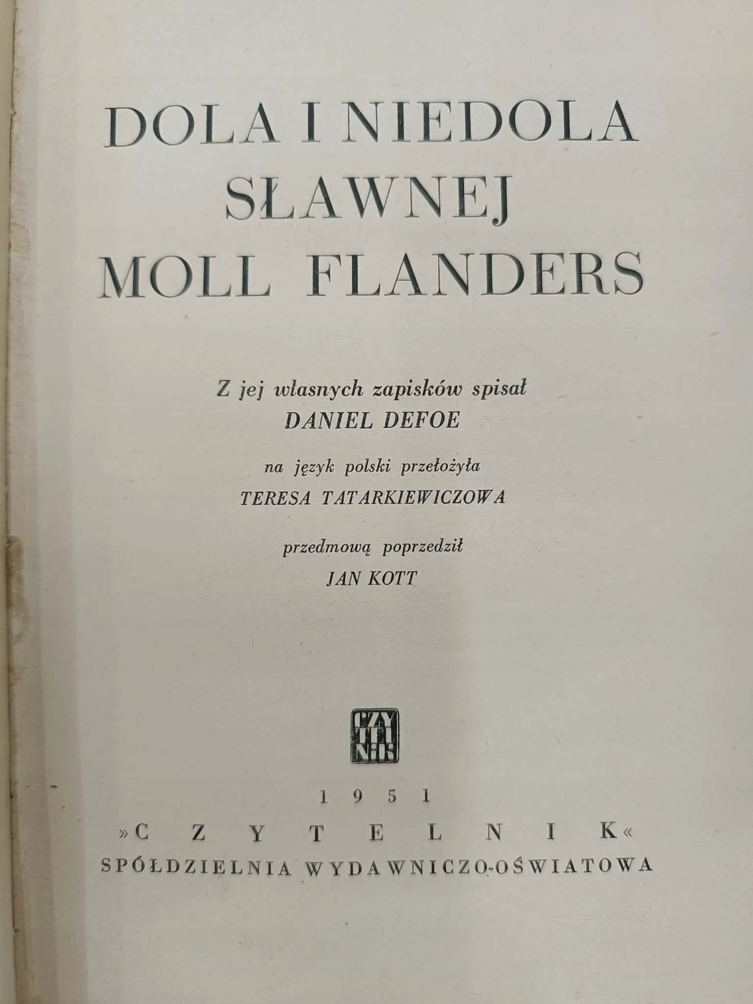 Dola i niedola sławnej Moll Flanders, Daniel Defoe
