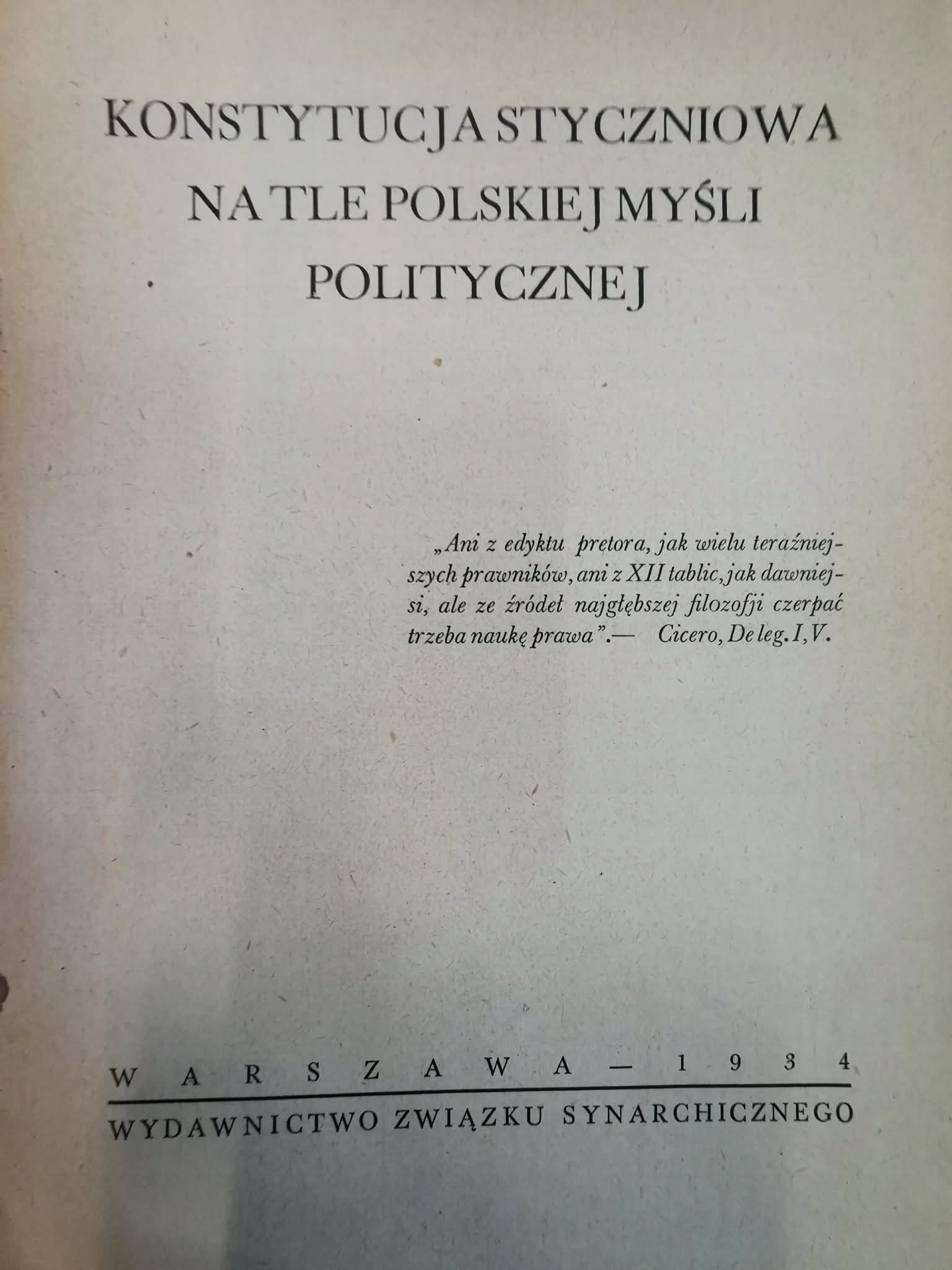Konstytucja styczniowa na tle polskiej myśli politycznej [Warszawa 1934]