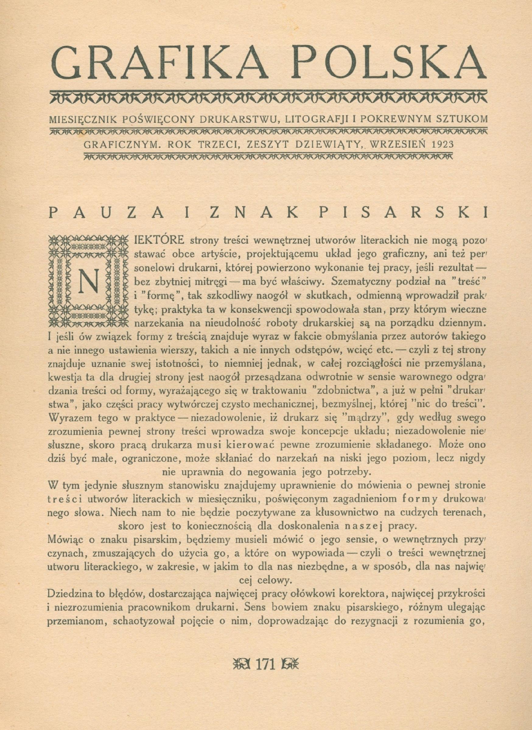 Grafika Polska miesięcznik poświęcony drukarstwu, litografji [1923]