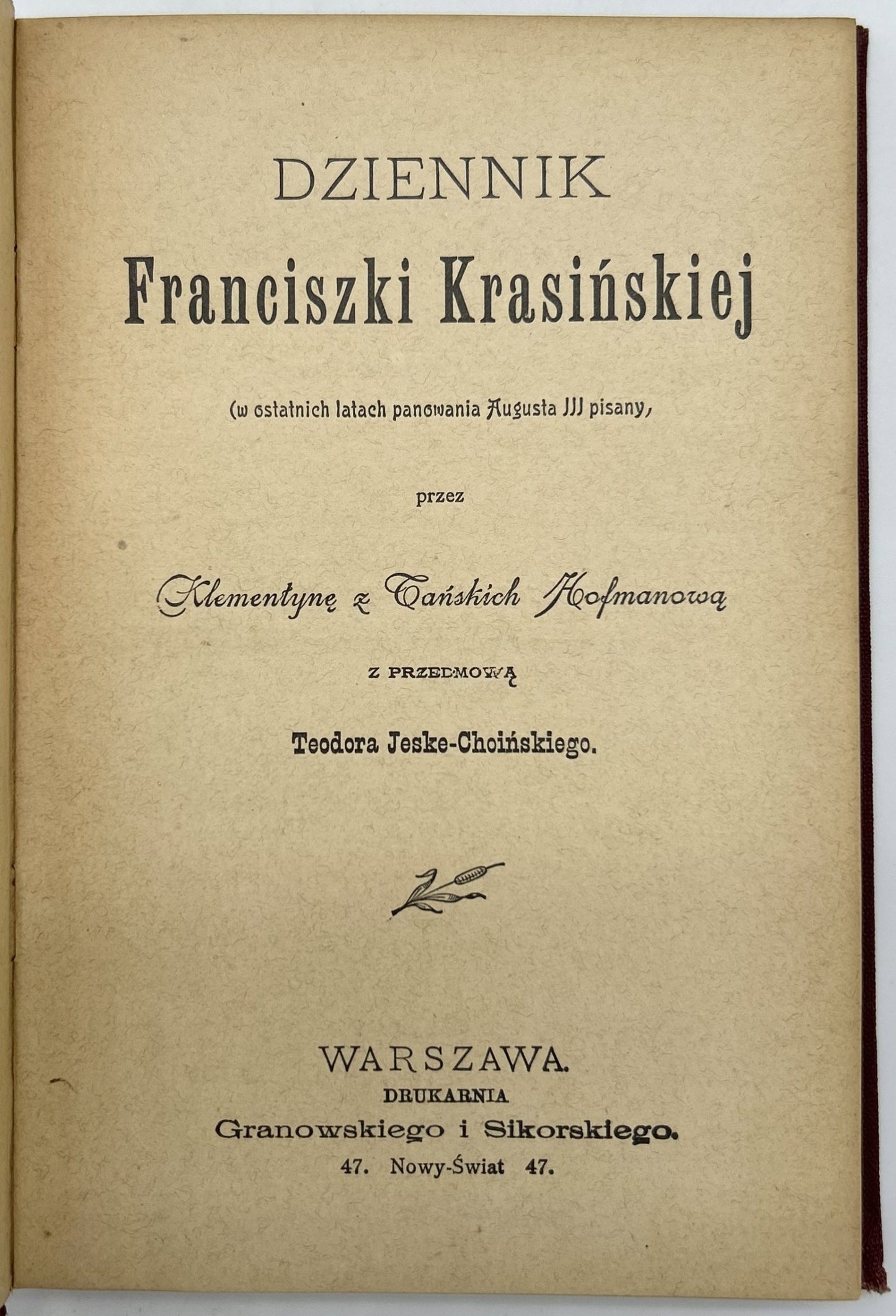 Dziennik Franciszki Krasińskiej Klementyna Hoffmanowa [1898]