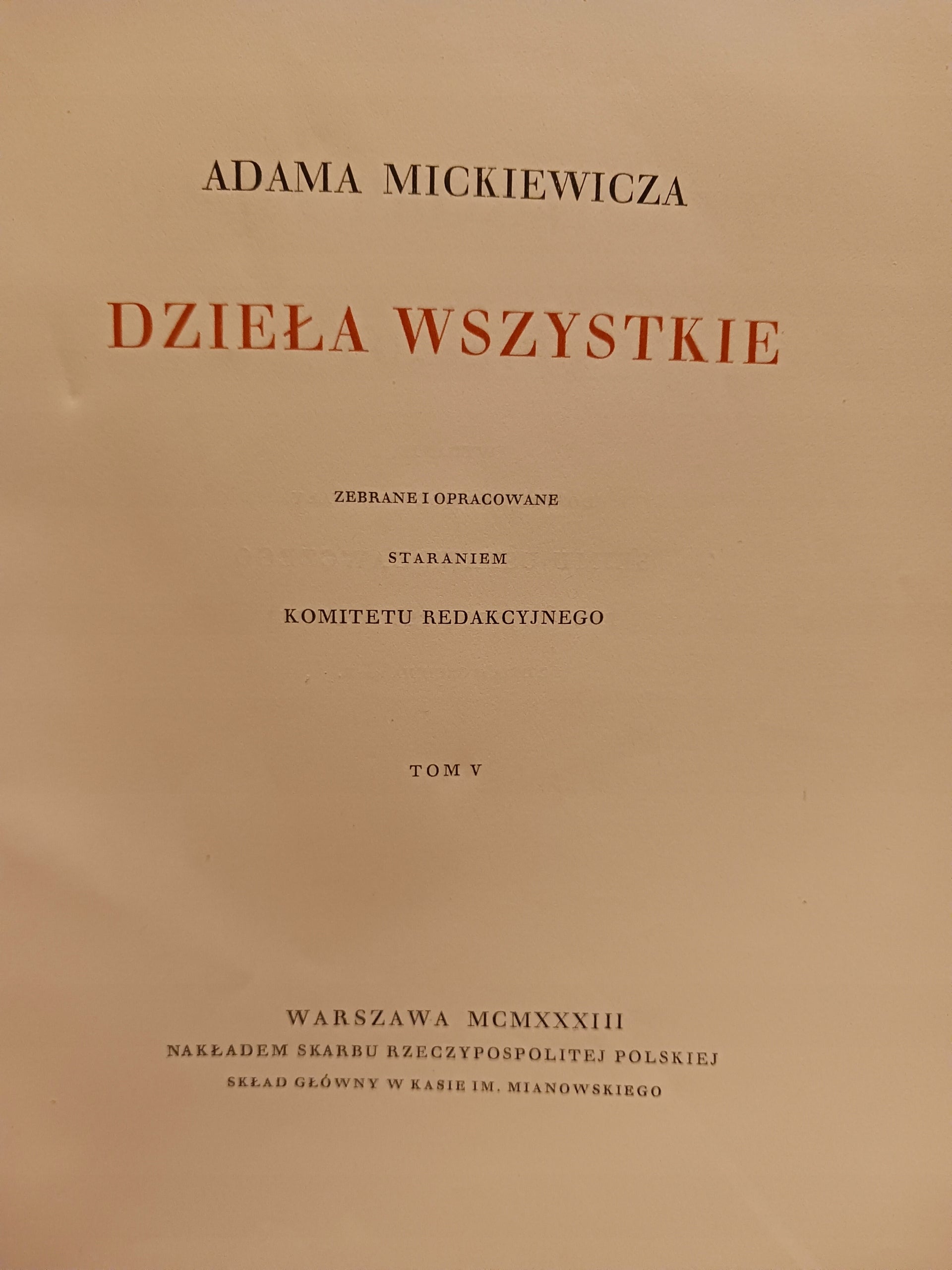 Adama Mickiewicza Dzieła wszystkie Tom V [Warszawa 1933 rok]