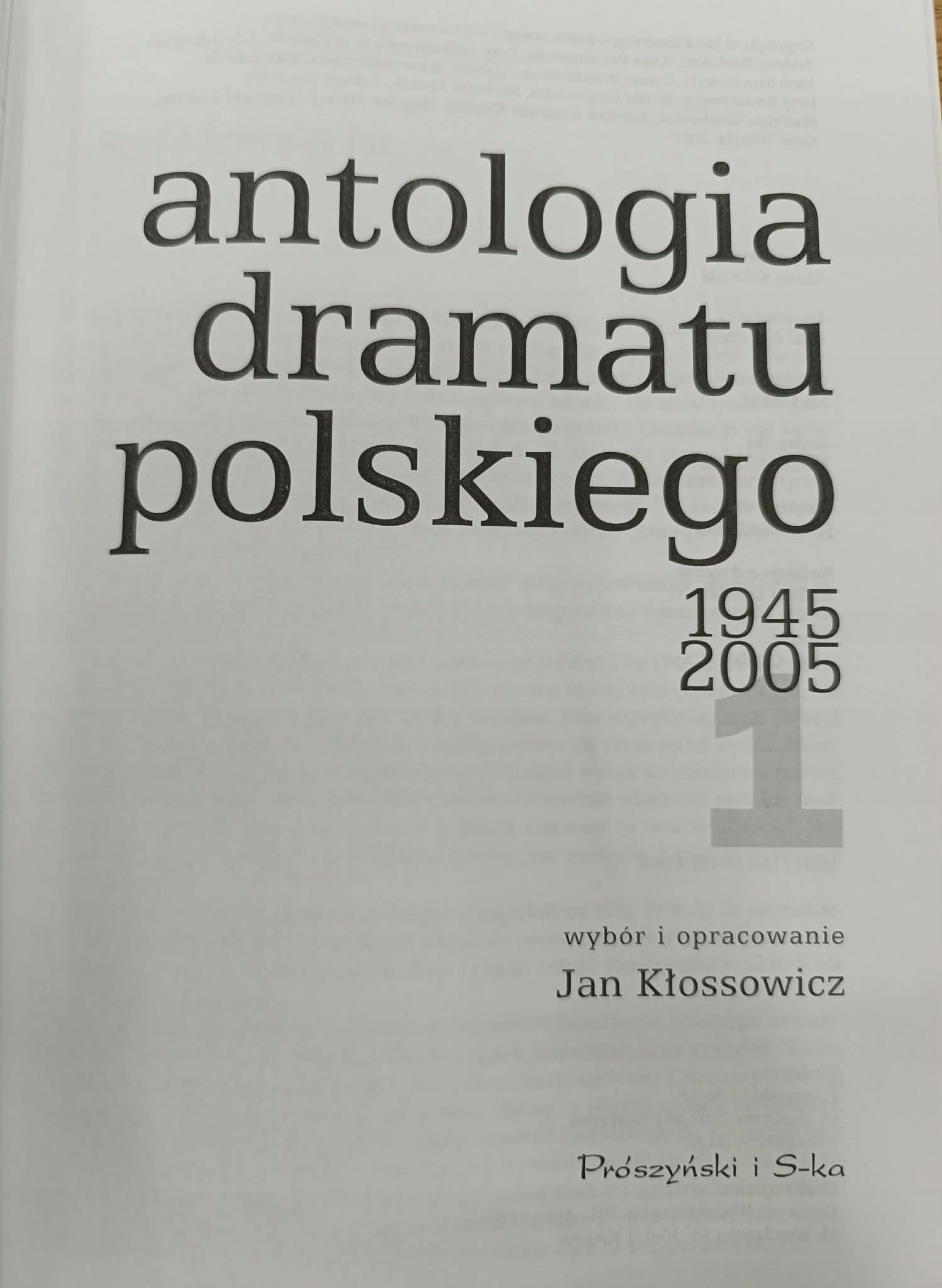 Jan Kłossowicz, Antologia dramatu polskiego, Tom 1 i 2