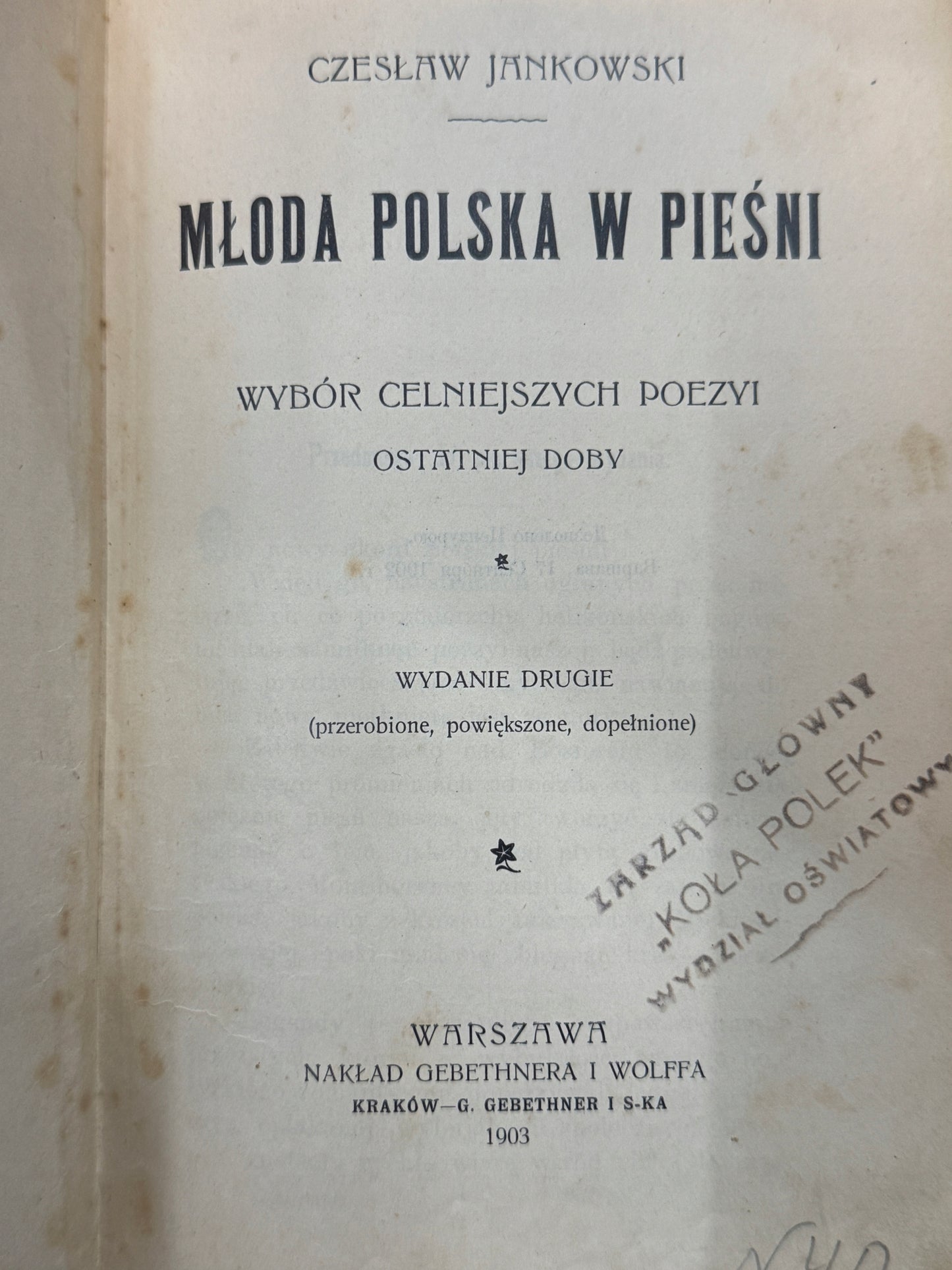Młoda Polska w pieśni Czesław Jankowski [1903 r.][Oprawa Pugeta]