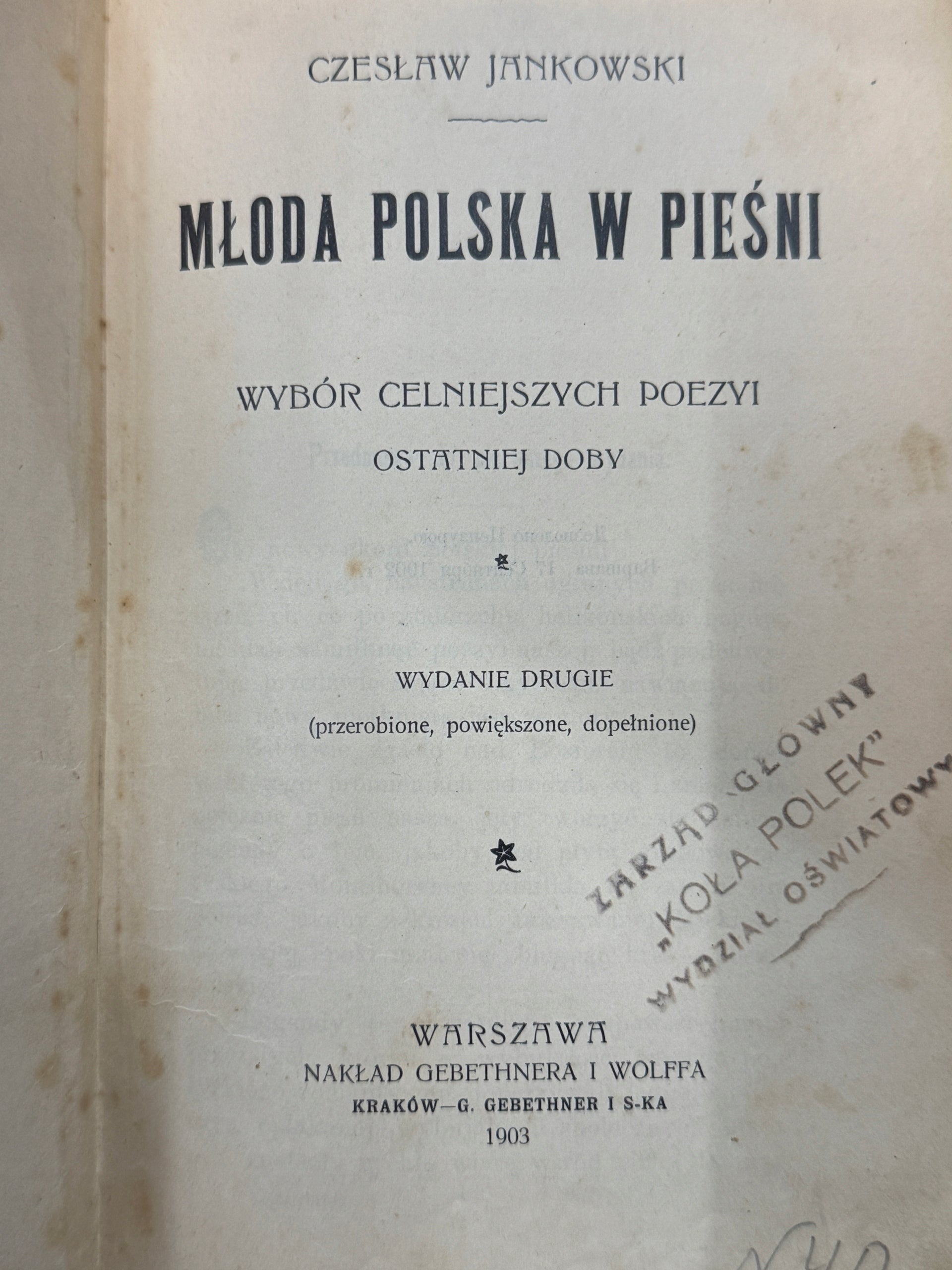 Młoda Polska w pieśni Czesław Jankowski [1903 r.][Oprawa Pugeta]