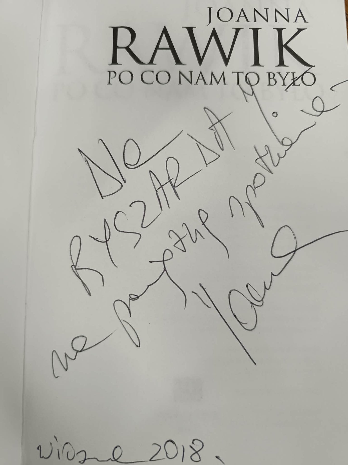 Po co nam to było, Joanna Rawik [dedykacja Autora]