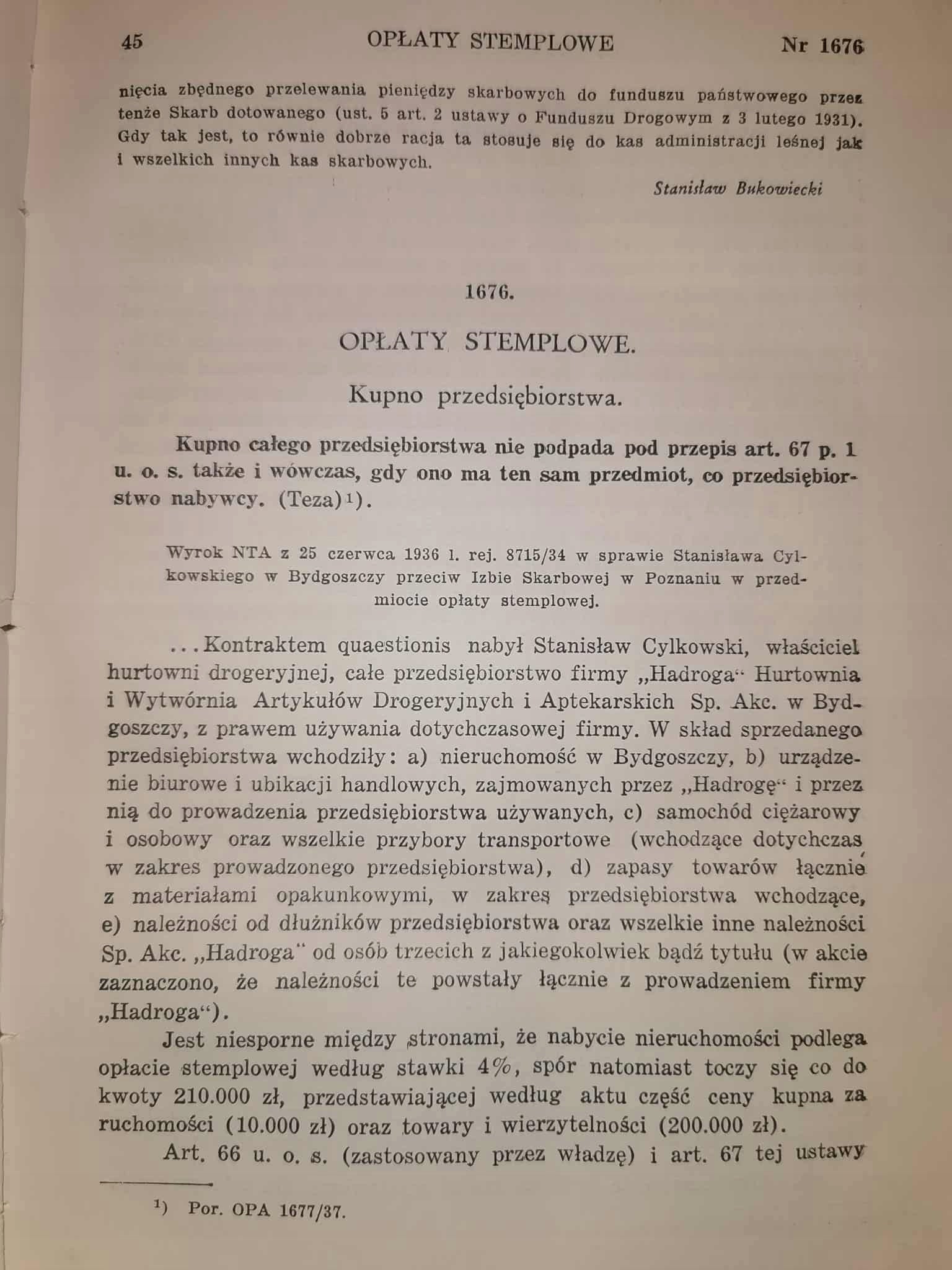 Orzecznictwo Sądów Najwyższych [Warszawa 1937] [PRAWO PRZEDWOJENNE]