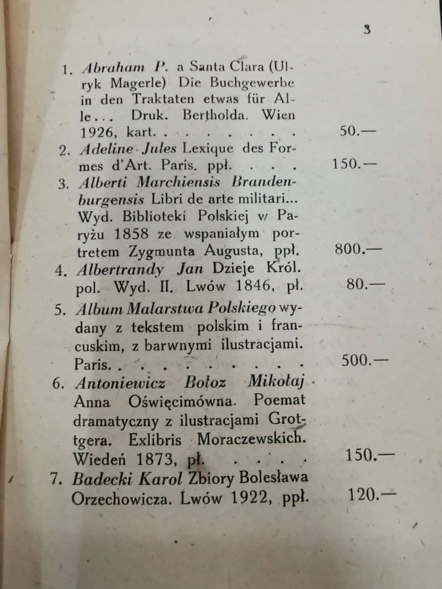 Katalog Licytacji Bibliofilskiej, 1956