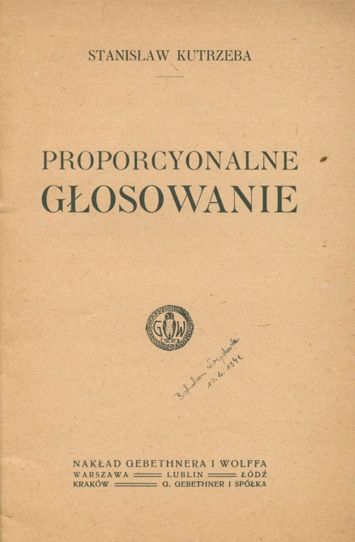 Kutrzeba Stanisław - Proporcyonalne głosowanie [Warszawa 1918]