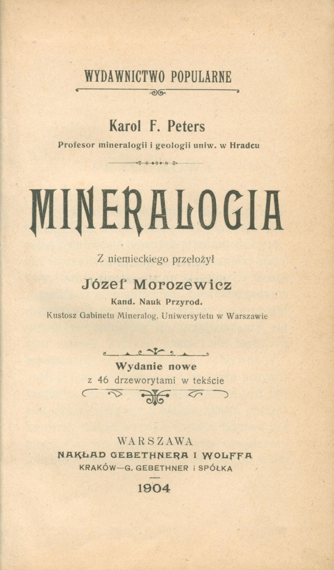 Mineralogia, Peters F. Karol [Warszawa 1904]