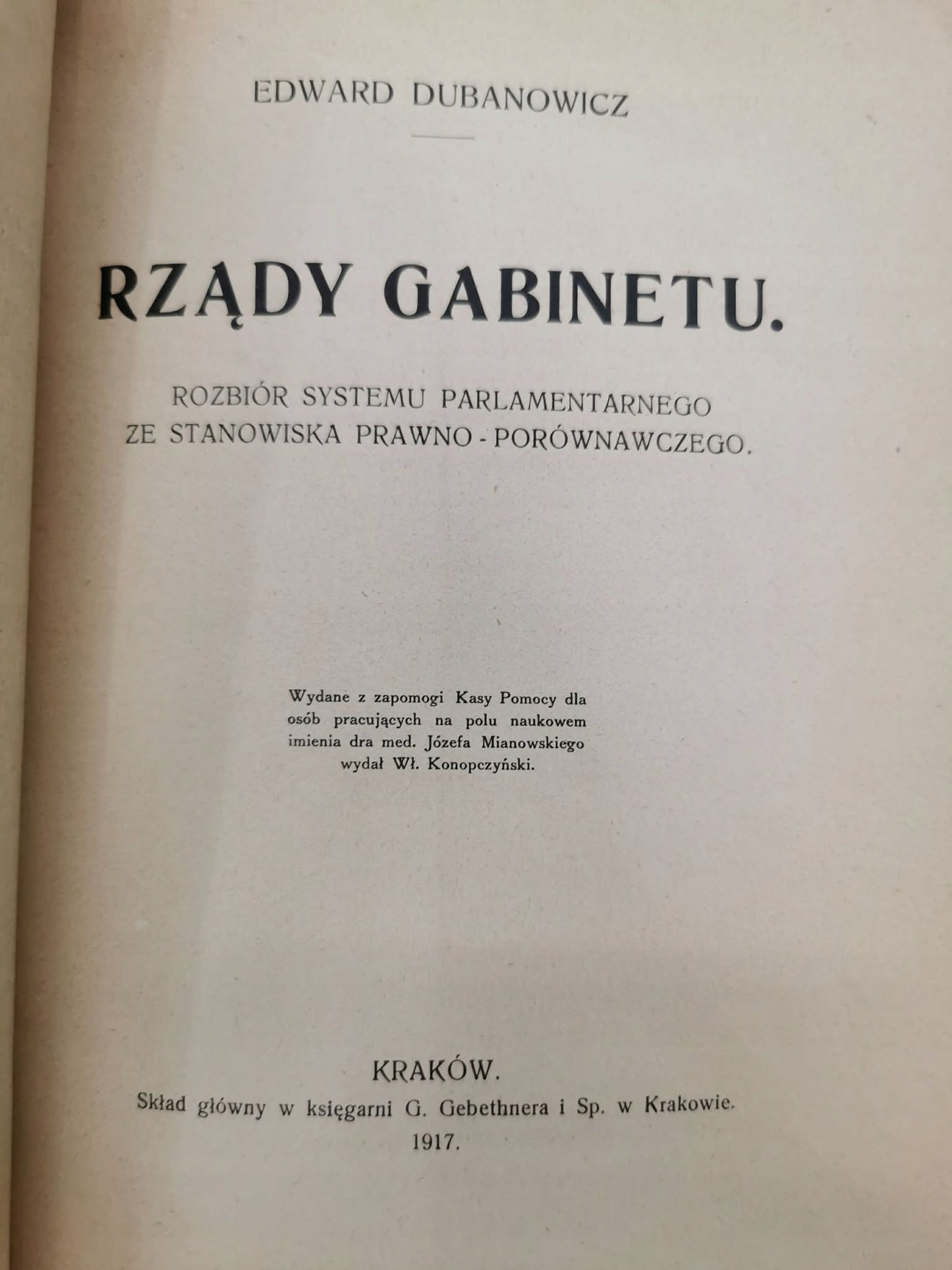 Rządy gabinetu, E. Dubanowicz [Kraków 1917]