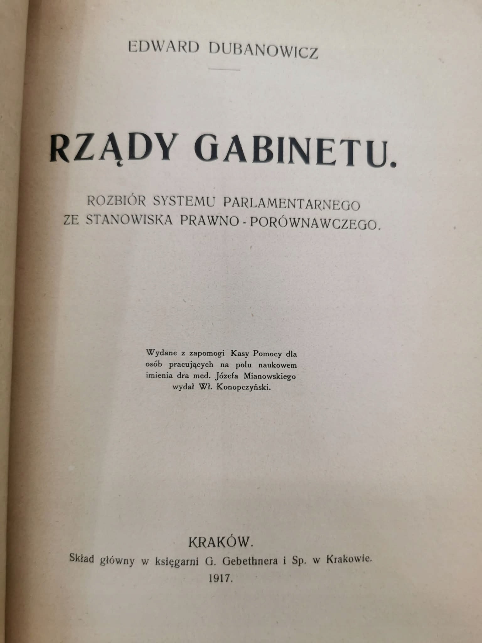 Rządy gabinetu, E. Dubanowicz [Kraków 1917]