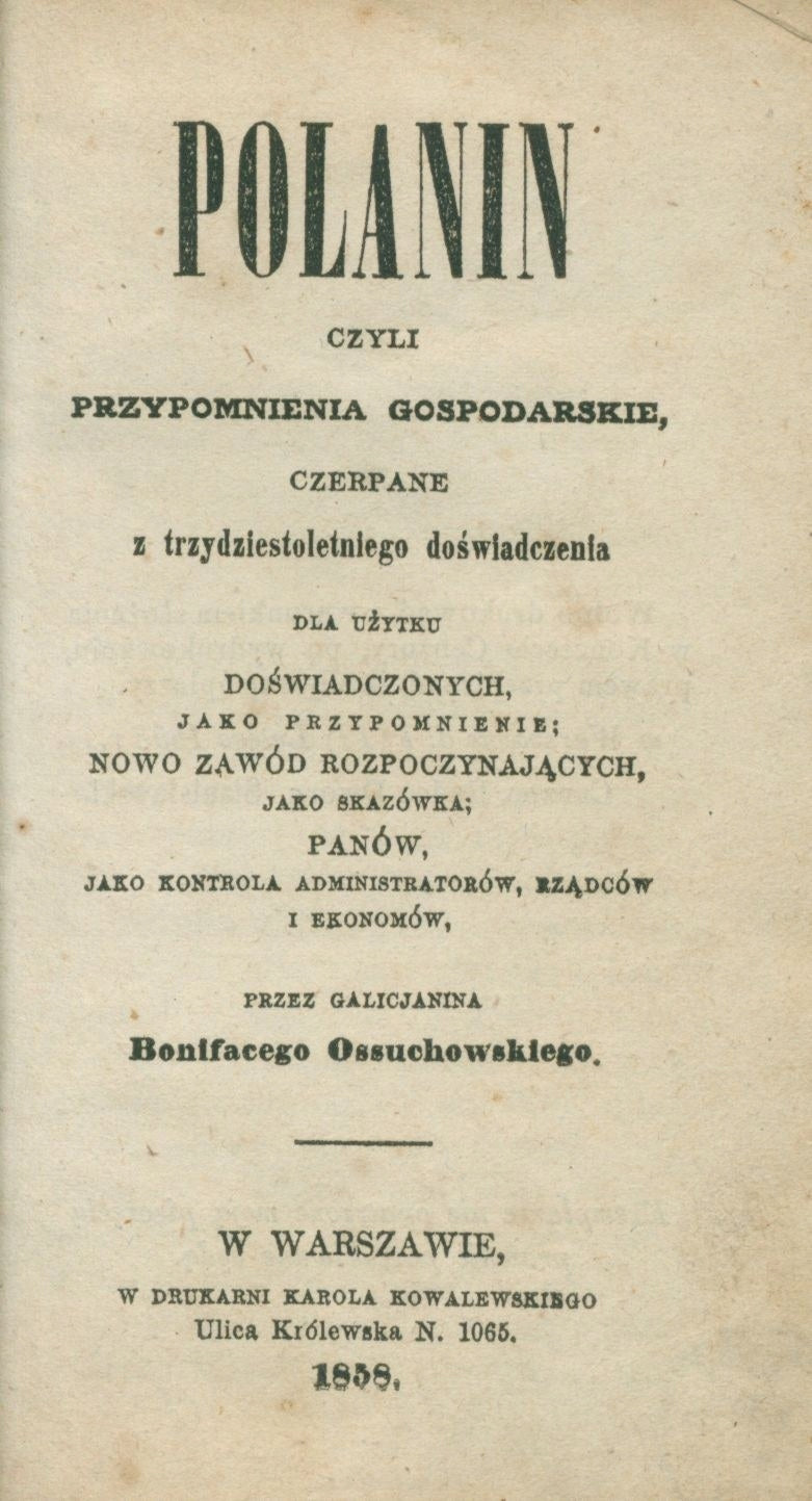 Polanin czyli Przypomnienia gospodarskie, Bonifacy Ossuchowski