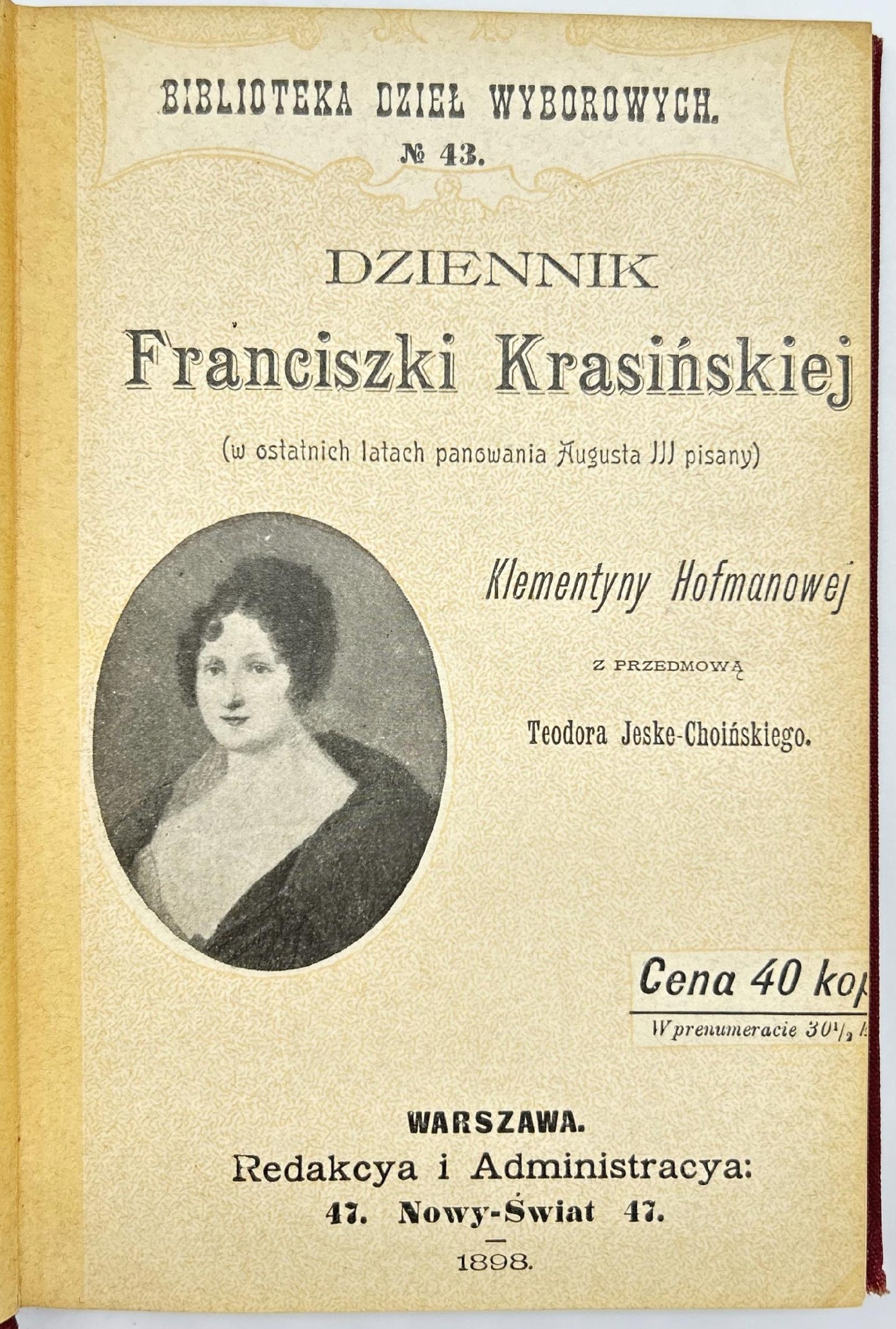 Dziennik Franciszki Krasińskiej Klementyna Hoffmanowa [1898]