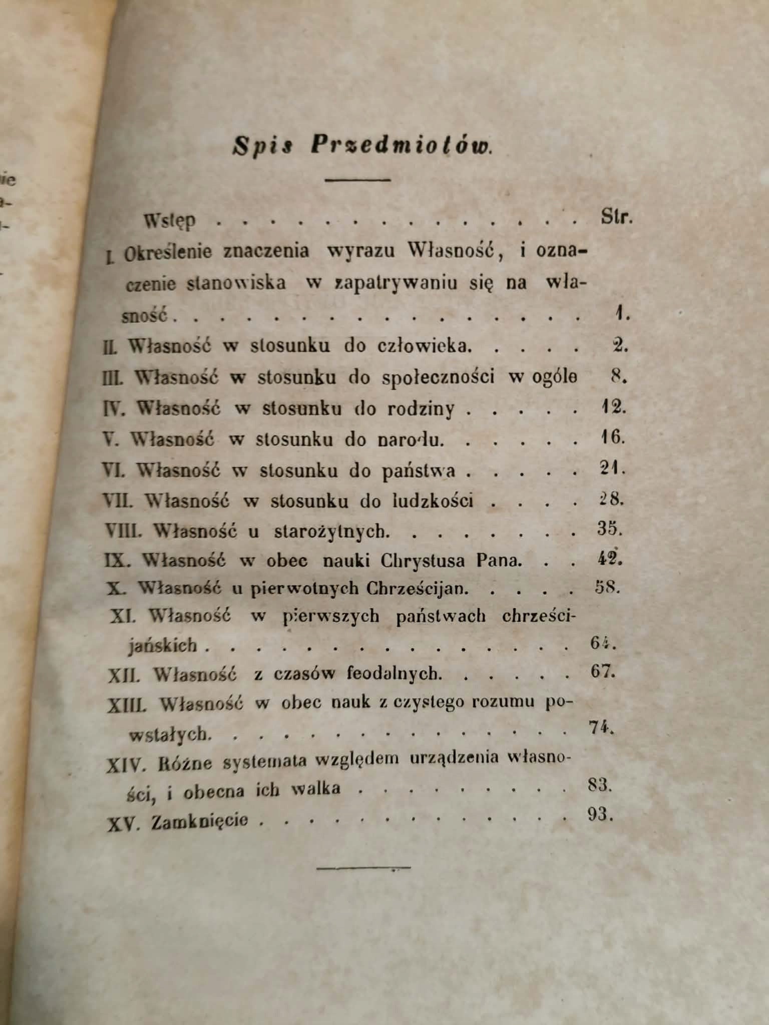 O własności, A. M. Morn [książka przedwojenna Poznań 1849]