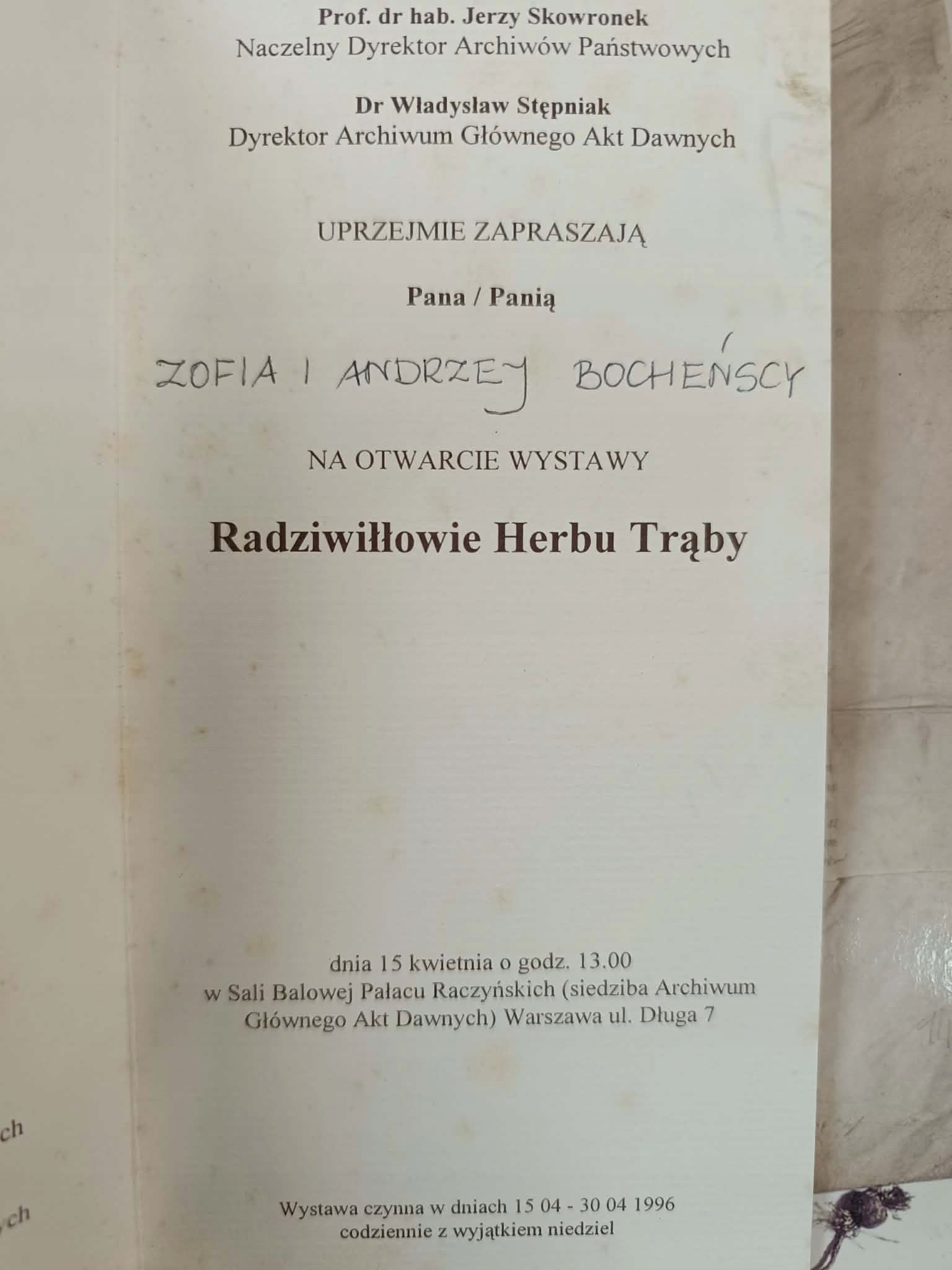 Radziwiłłowie herbu Trąby, Praca zbiorowa + zaproszenie na otwarcie wystawy