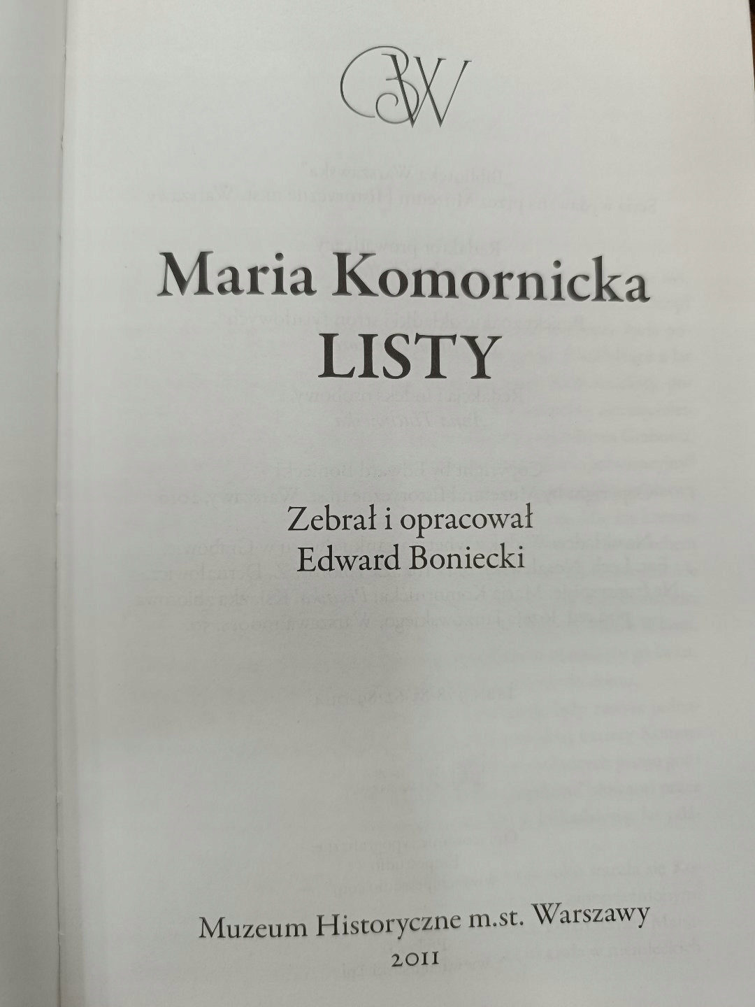 Maria Komornicka, Listy, oprac. Edward Boniecki