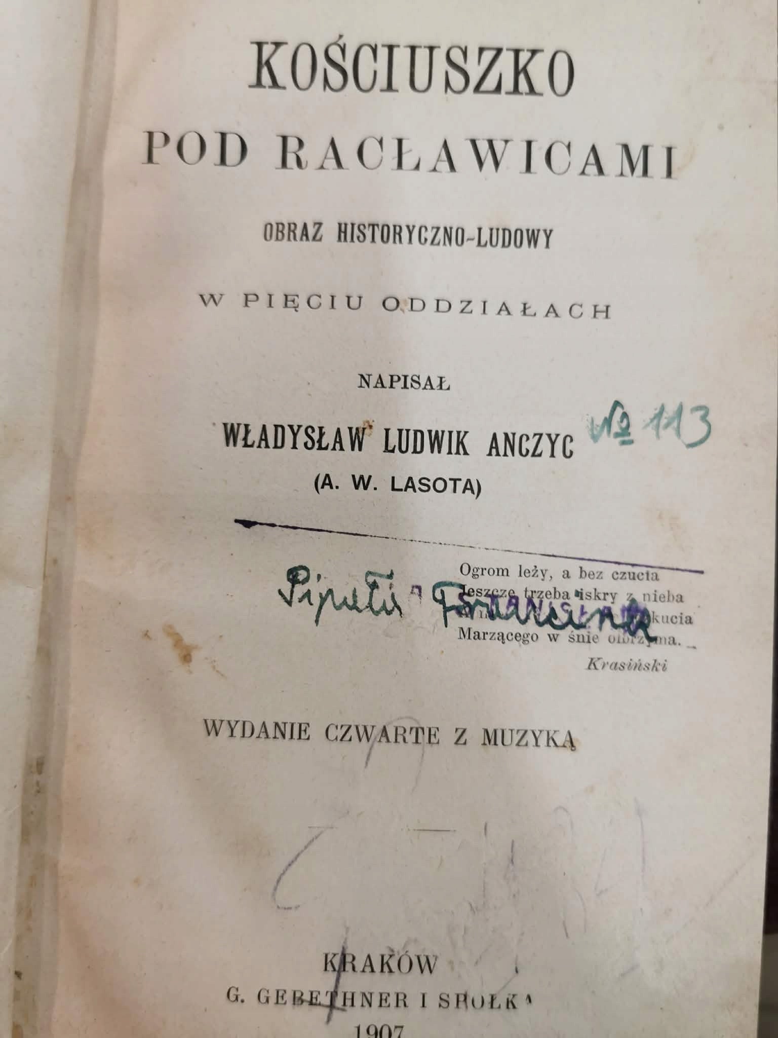 Kościuszko pod Racławicami, Wł. L. Anczyc [1907]