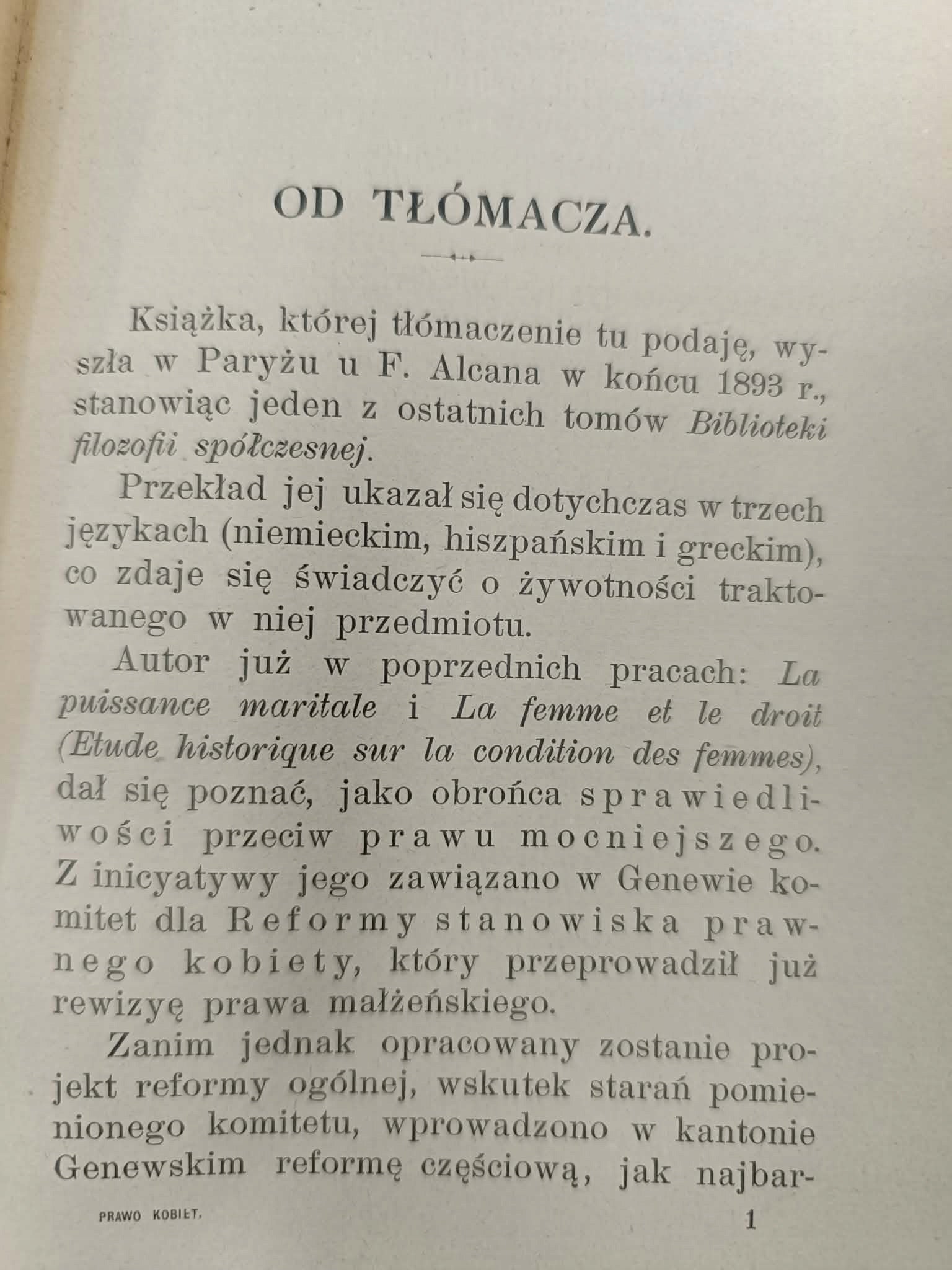 Prawo kobiet i małżeństwo, L. Bridel, studya krytyczne