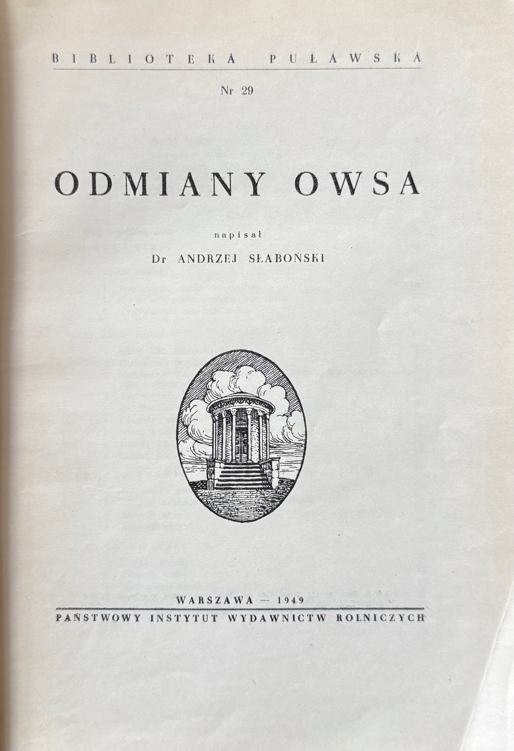 Odmiany owsa Dr Andrzej Słaboński [Warszawa 1949]