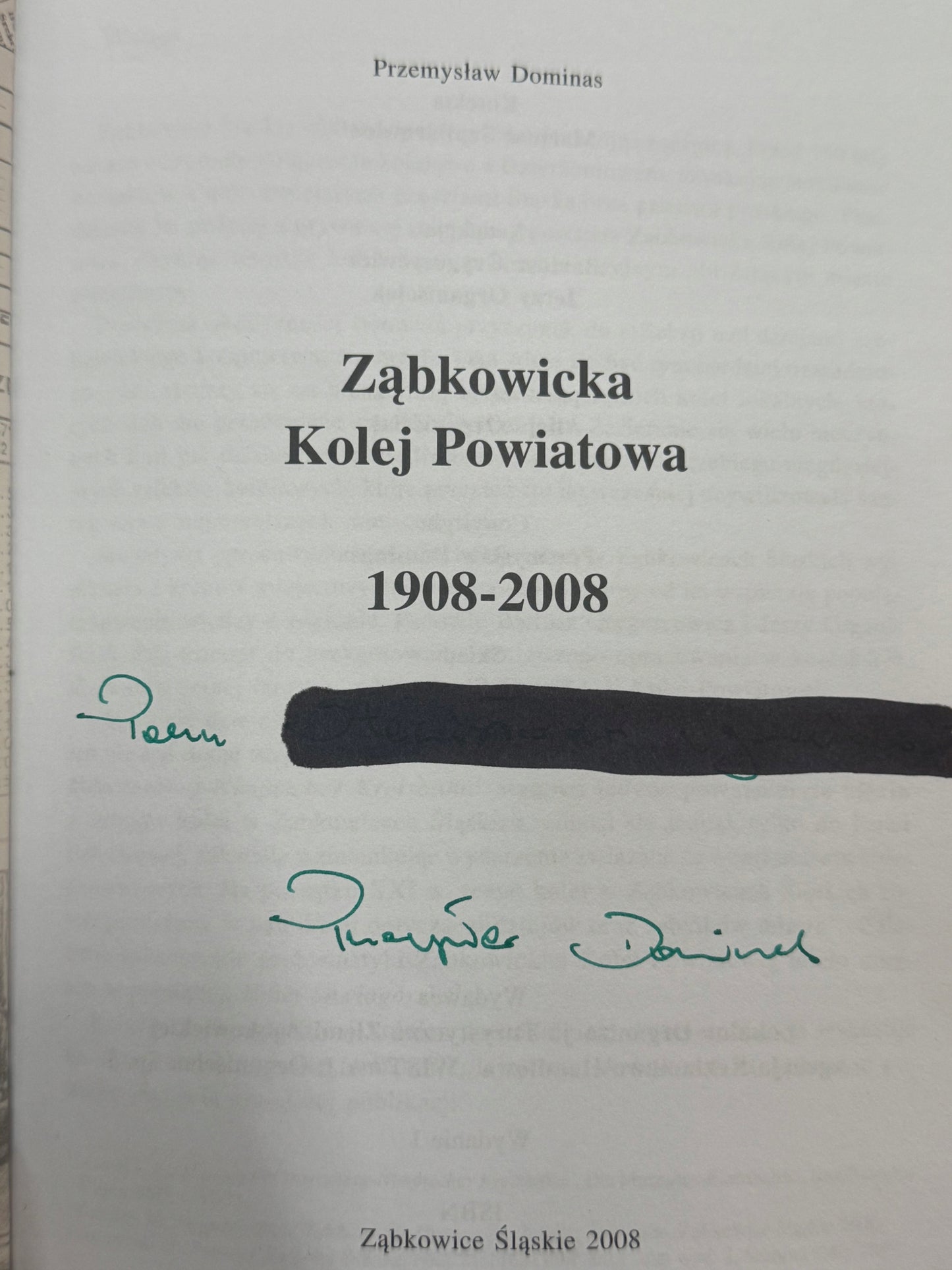 Ząbkowicka kolej powiatowa 1908-2008 Przemysław Dominas
