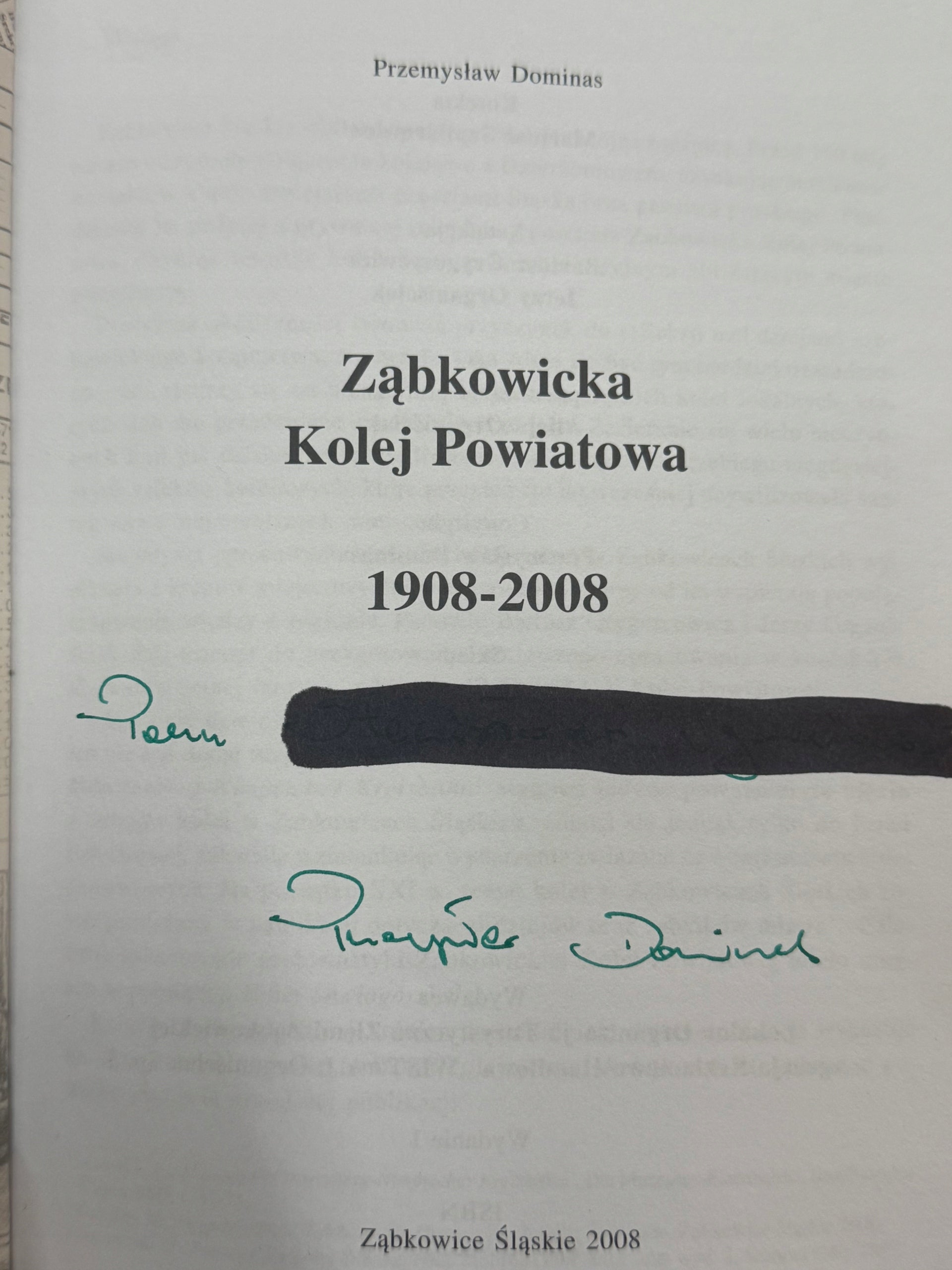 Ząbkowicka kolej powiatowa 1908-2008 Przemysław Dominas