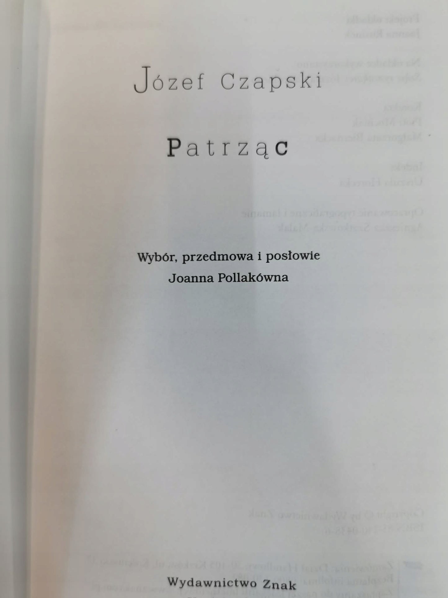 Patrząc, Józef Czapski