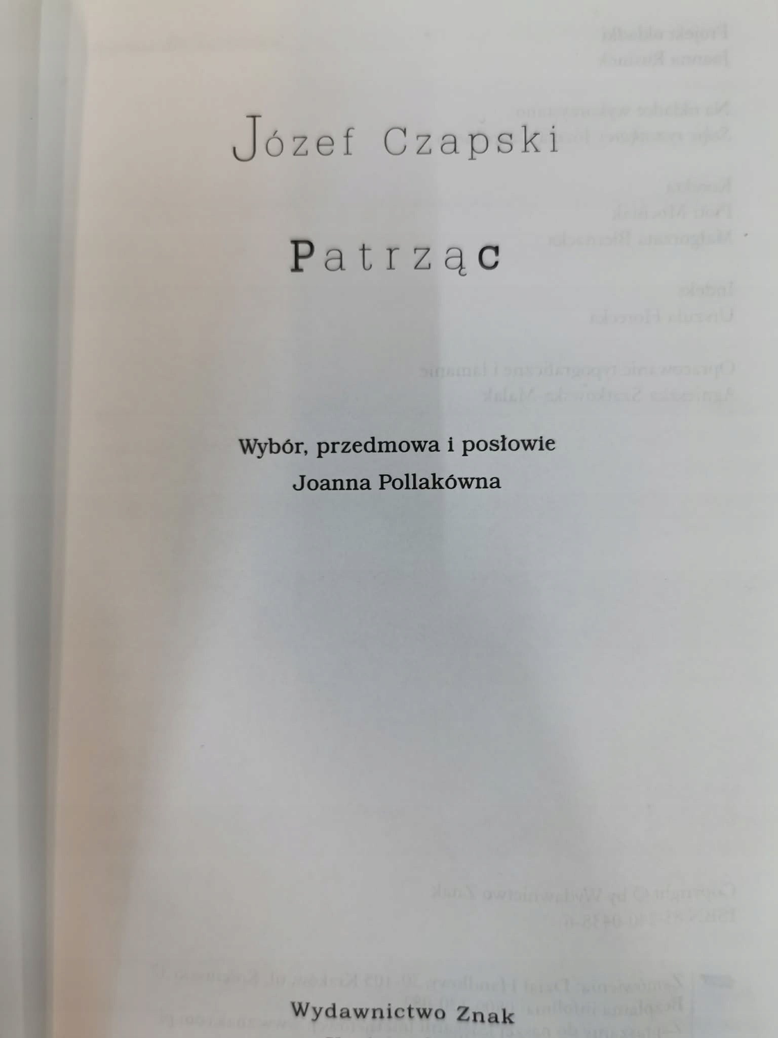 Patrząc, Józef Czapski