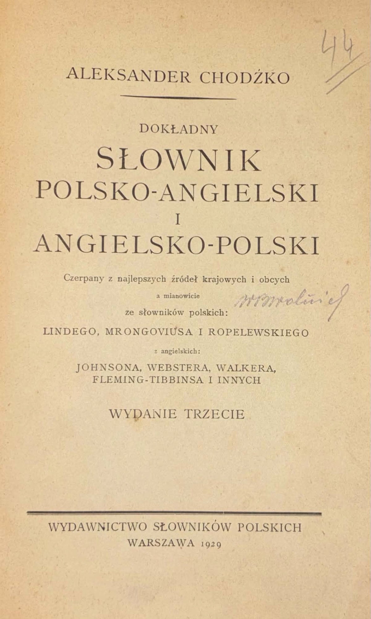 Dokładny słownik polsko-angielski i angielsko-polski Aleksander Chodźko