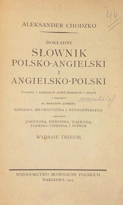 Dokładny słownik polsko-angielski i angielsko-polski Aleksander Chodźko