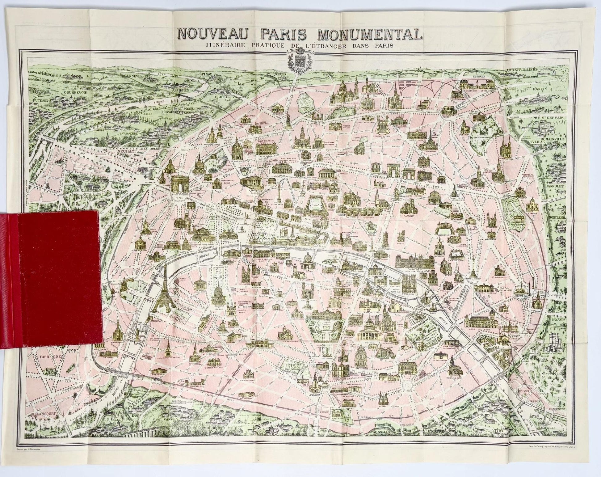 Plan Commode de Paris Rues et Monuments Metropolitain Autobus [Paryż 1933]
