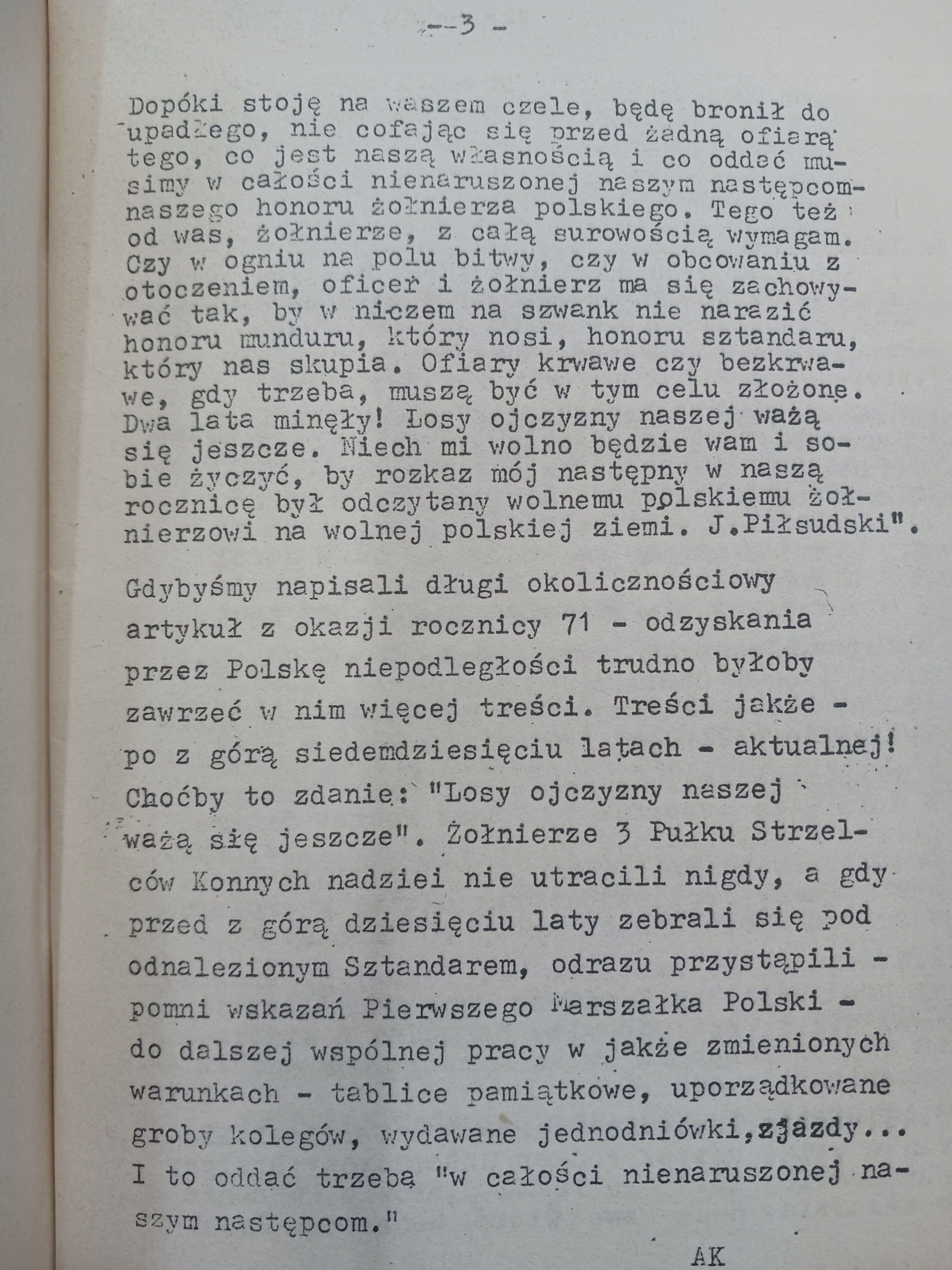 Jednodniówka Koła Żołnierzy 3 P.S.K. Grudzień 1989