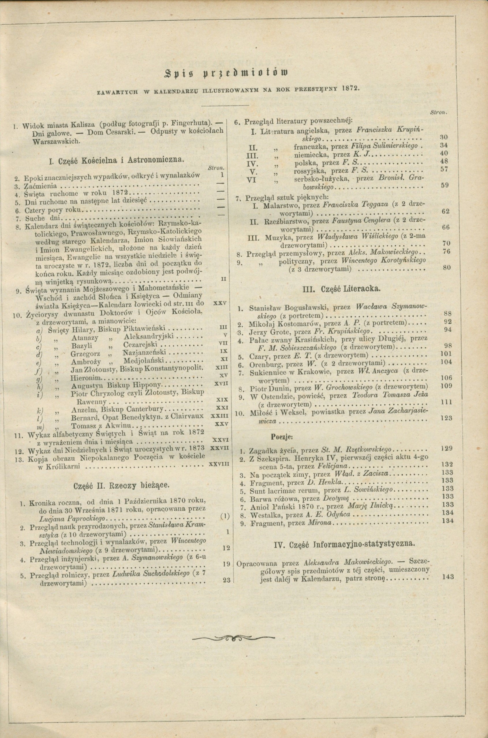 J. Jaworskiego kalendarz ilustrowany na rok przestępny 1872 [Warszawa 1871]