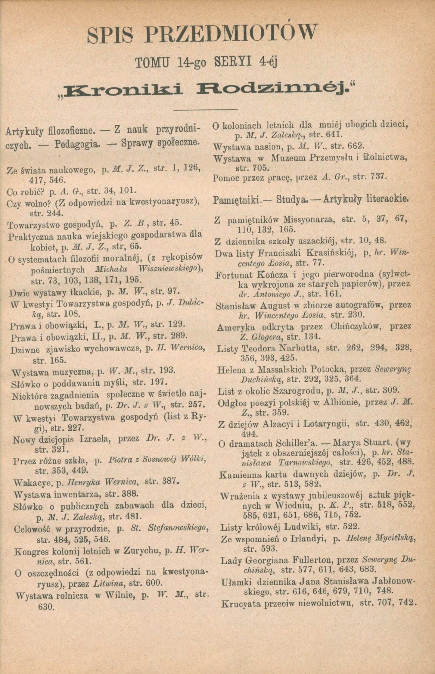 Kronika Rodzinna t. XIV serii IV [Warszawa 1888]