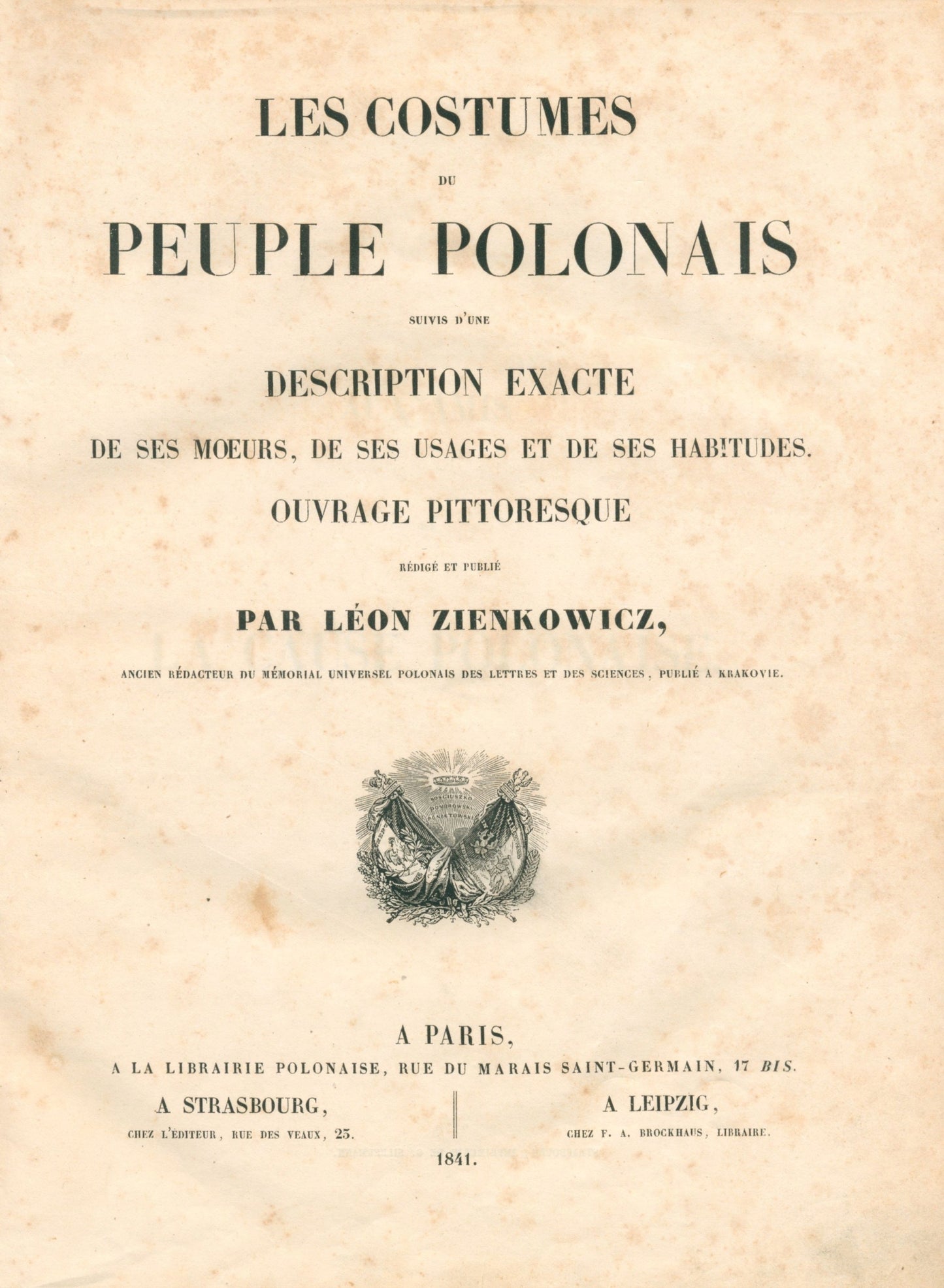 Stroje ludu polskiego, L. Zienkowicz [książka przedwojenna Paryż 1841]