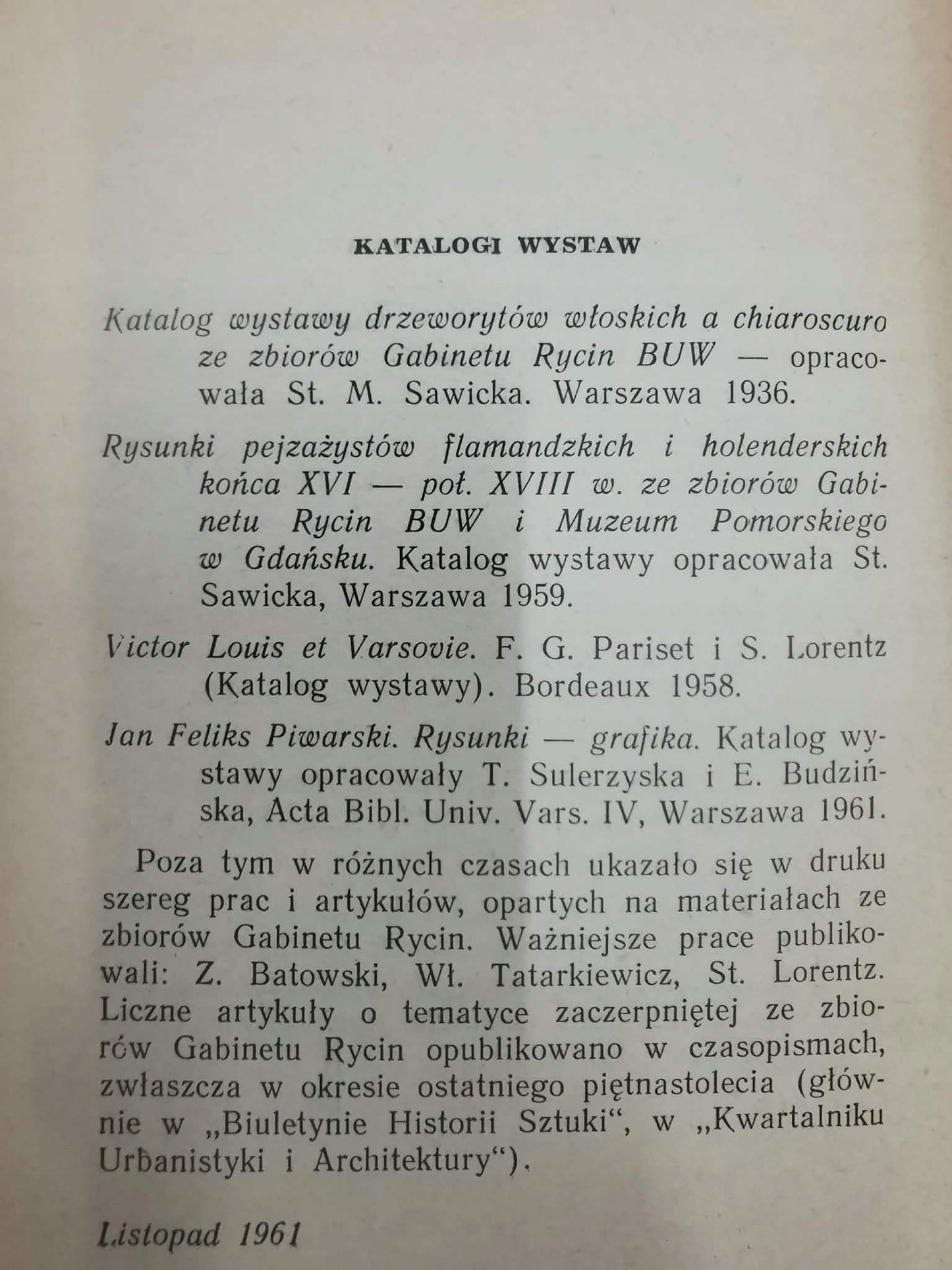 Gabinet rycin. Informator [1962]