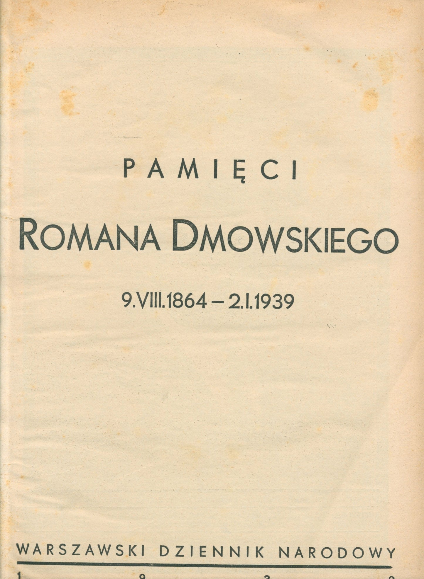 Pamięci Romana Dmowskiego [1939]