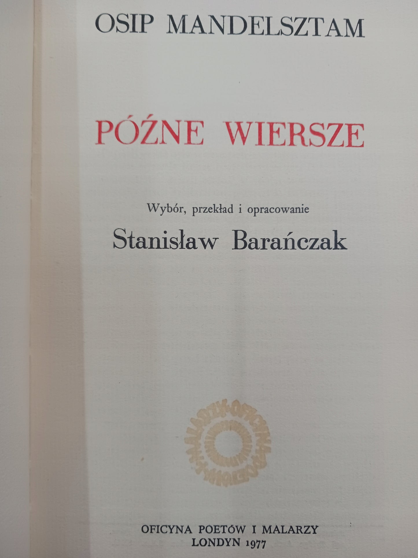 Późne wiersze Osip Mandelsztam