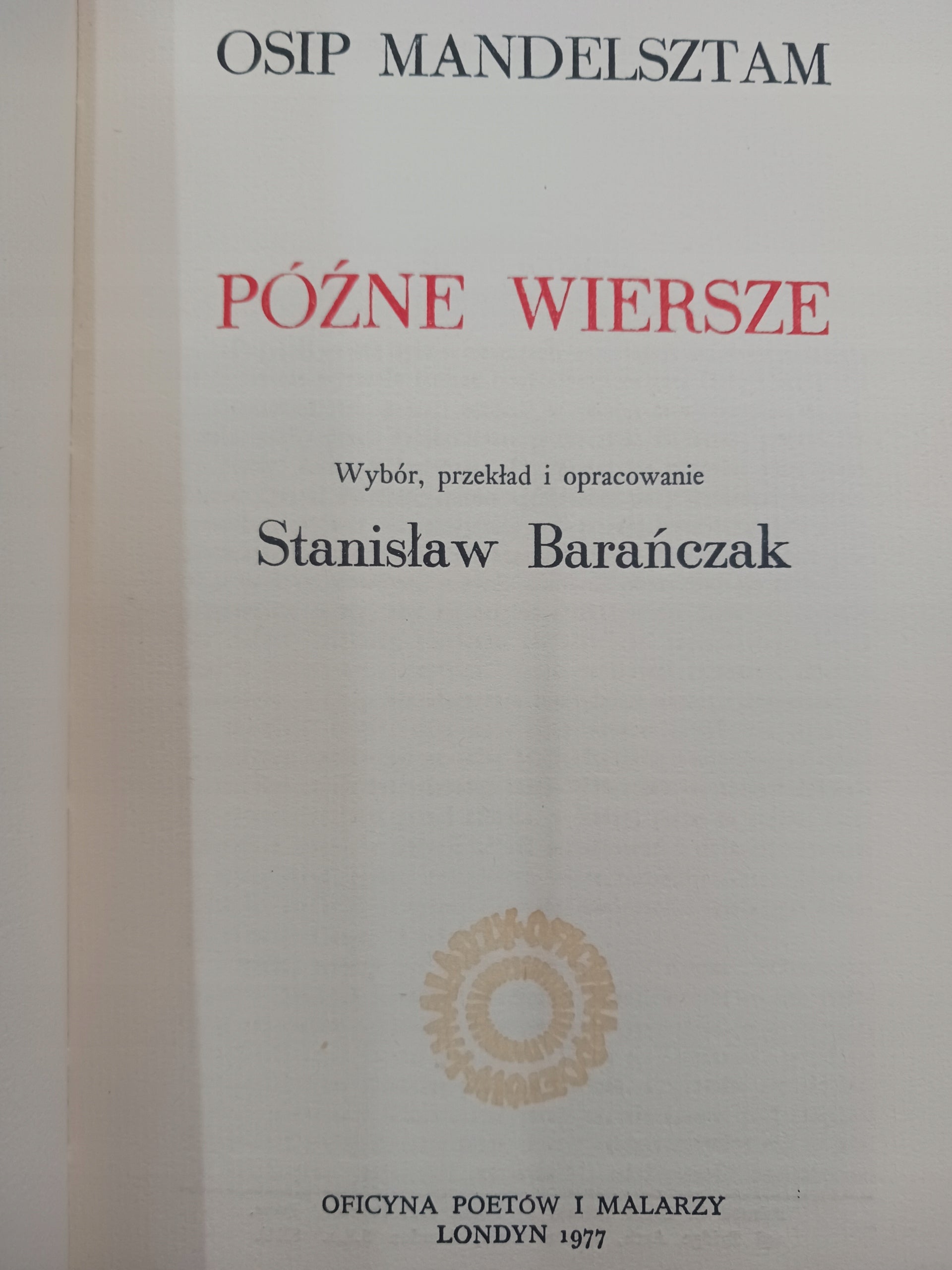 Późne wiersze Osip Mandelsztam