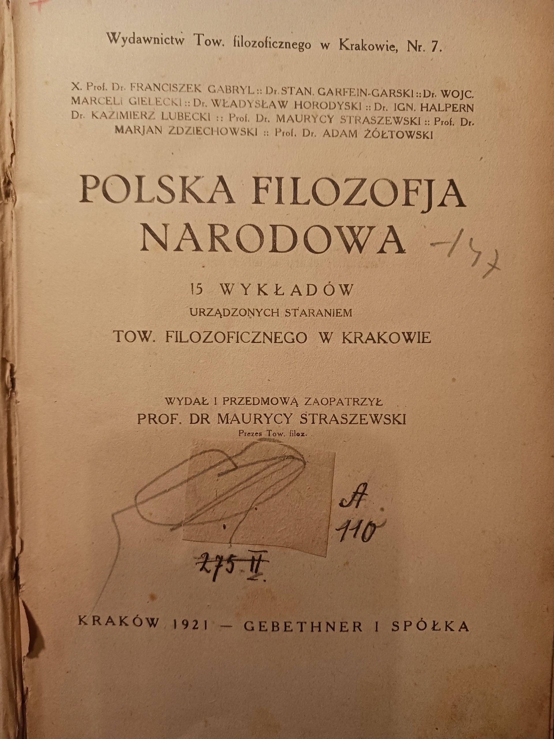 Polska filozofja narodowa red. Maurycy Straszewski [wydanie z roku 1921]