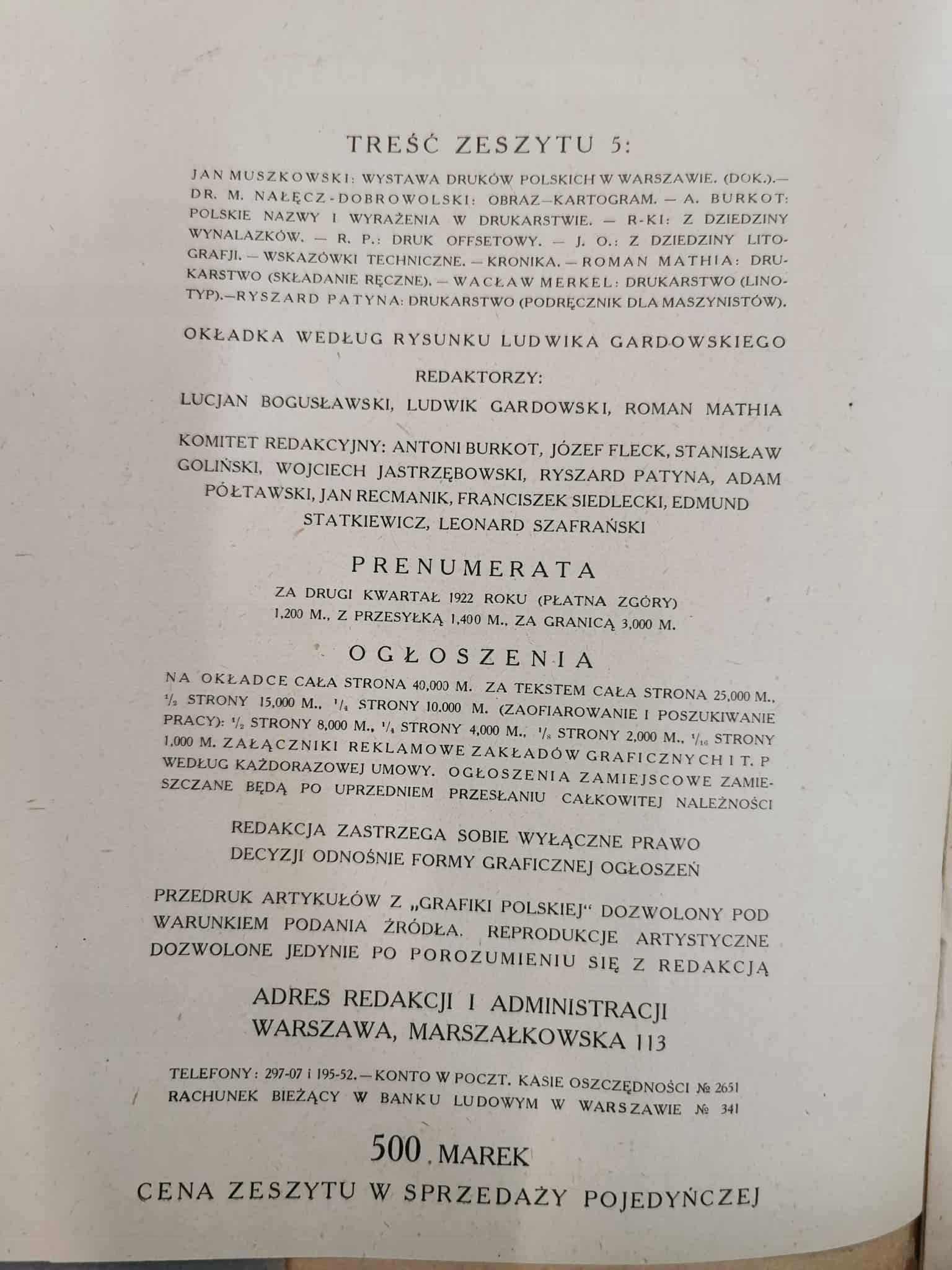 Grafika Polska. Miesięcznik, Zeszyt 5; MAJ 1922
