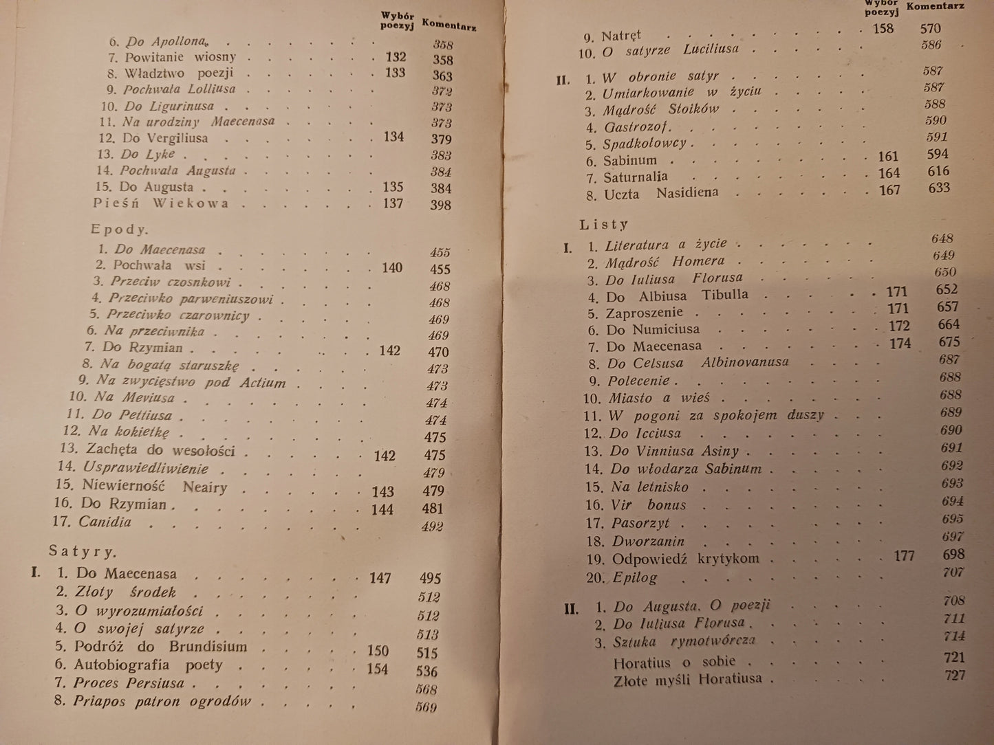 Wybór poezyj Q. Horatiusa Flaccusa + Komentarz Renata Korner [przedwojenne]