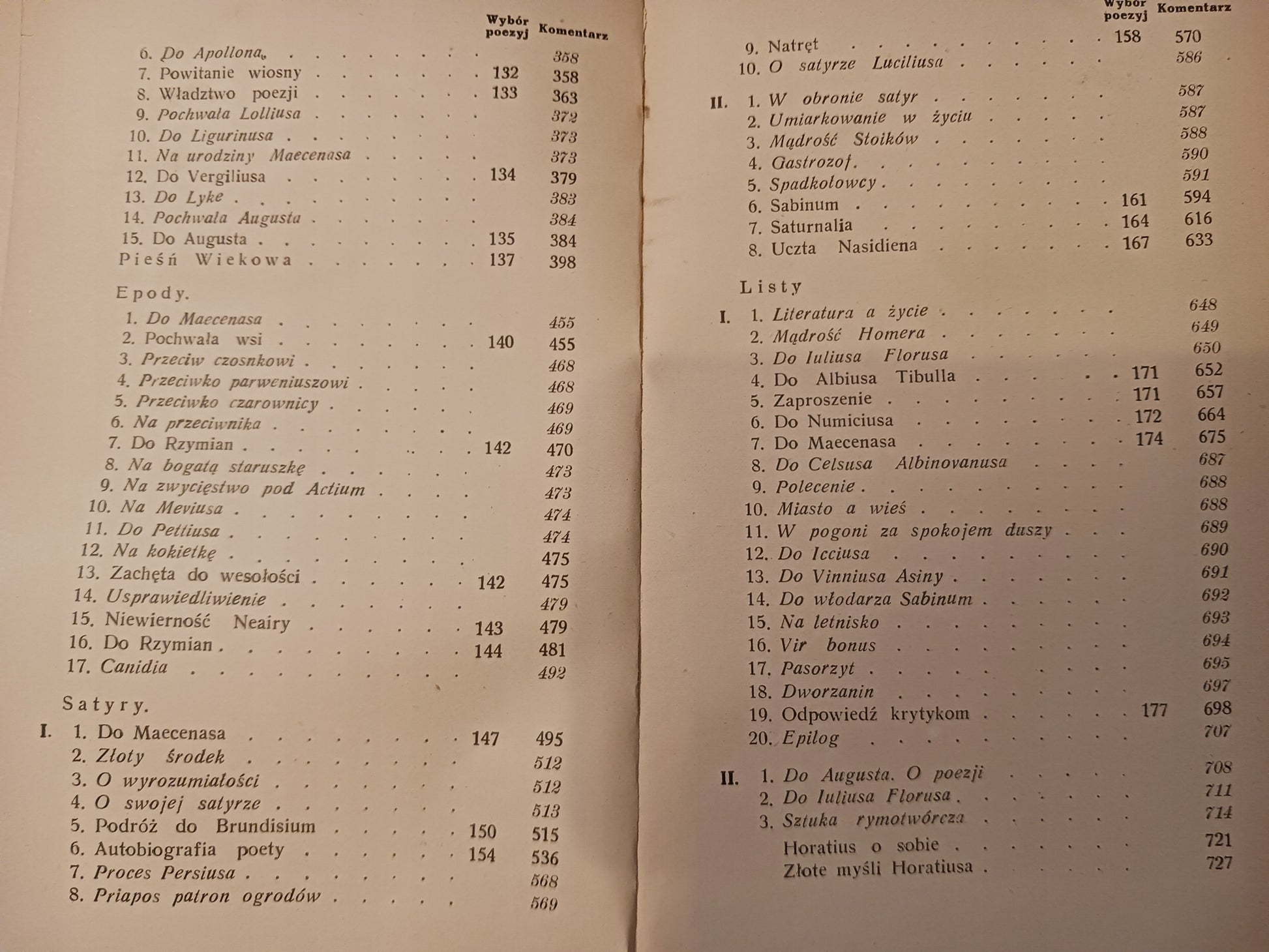 Wybór poezyj Q. Horatiusa Flaccusa + Komentarz Renata Korner [przedwojenne]