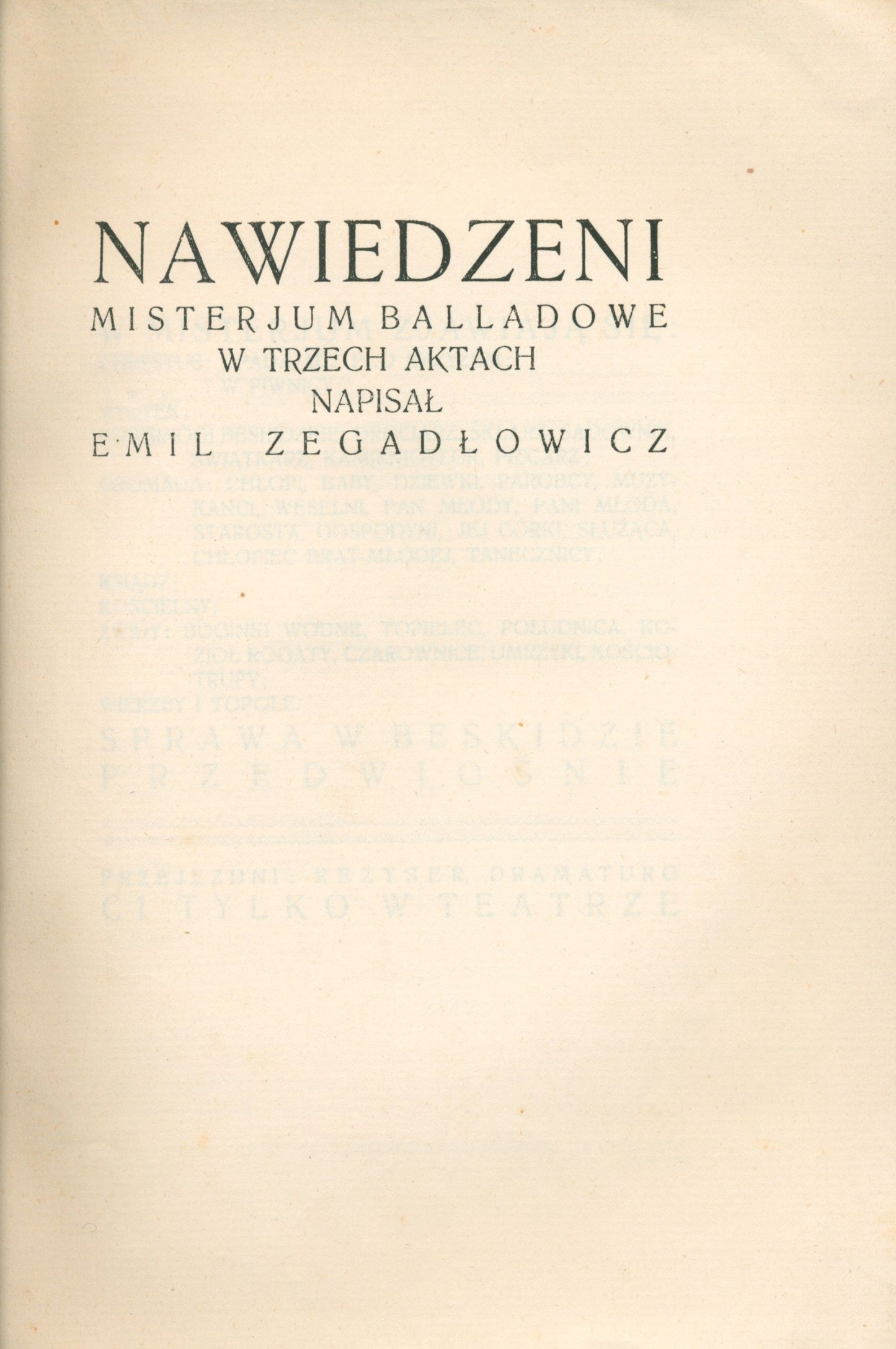 Zegadłowicz Emil, Nawiedzeni [1-sze wyd.][okł. Ludwik Misky][Wadowice 1925]