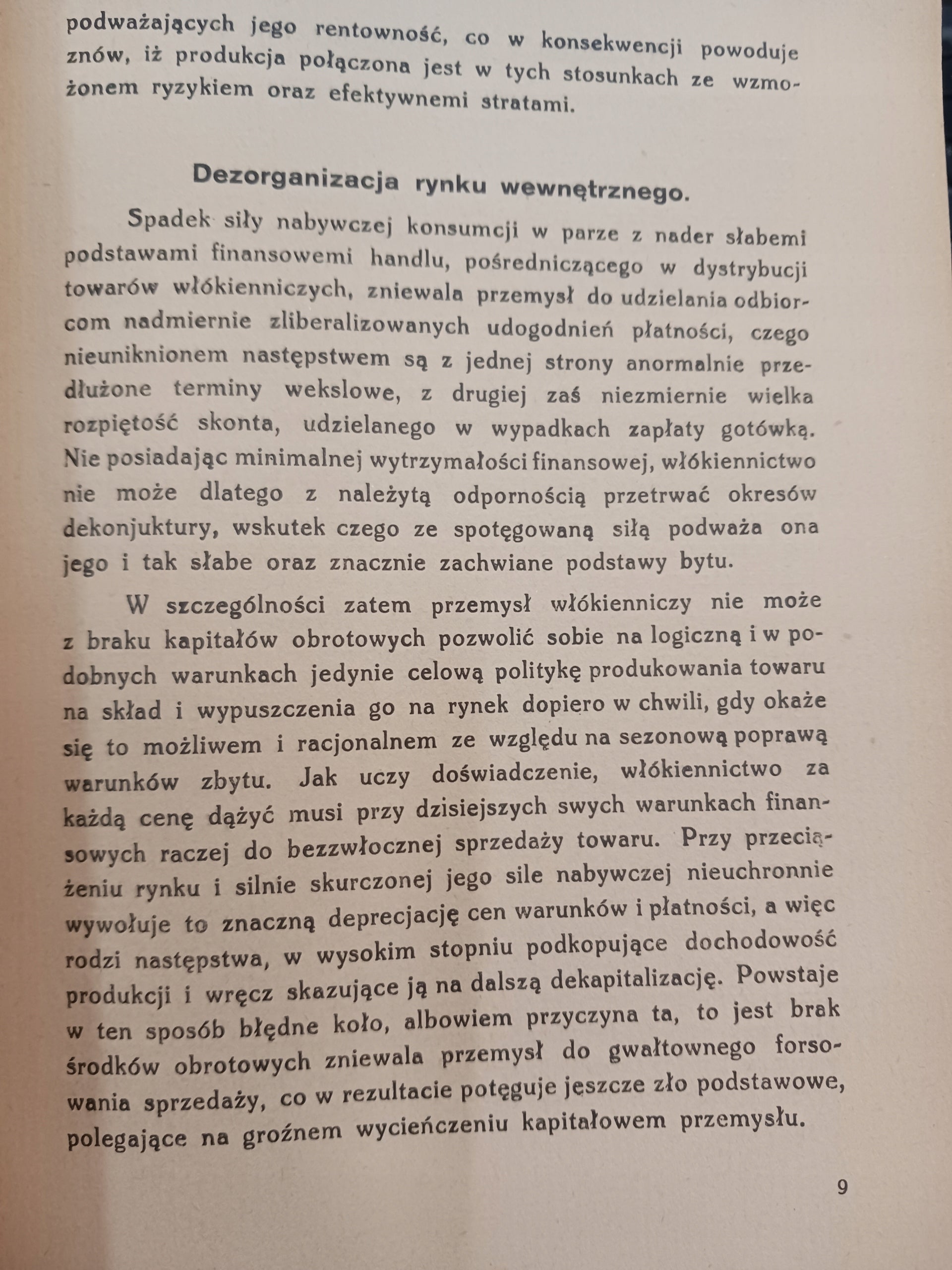 Kryzys włókiennictwa łódzkiego, jego przyczyny i środki zaradcze [1929 r.]