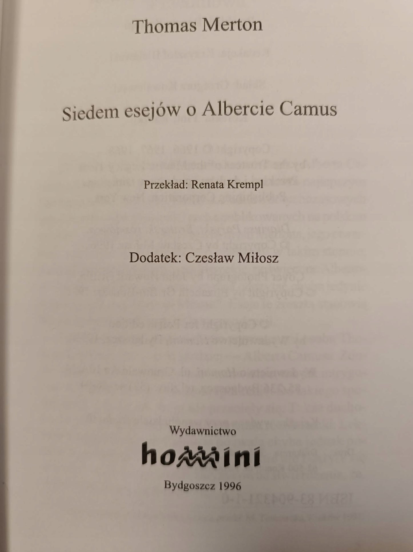 7 esejów o Albercie Camus, Merton Thomas
