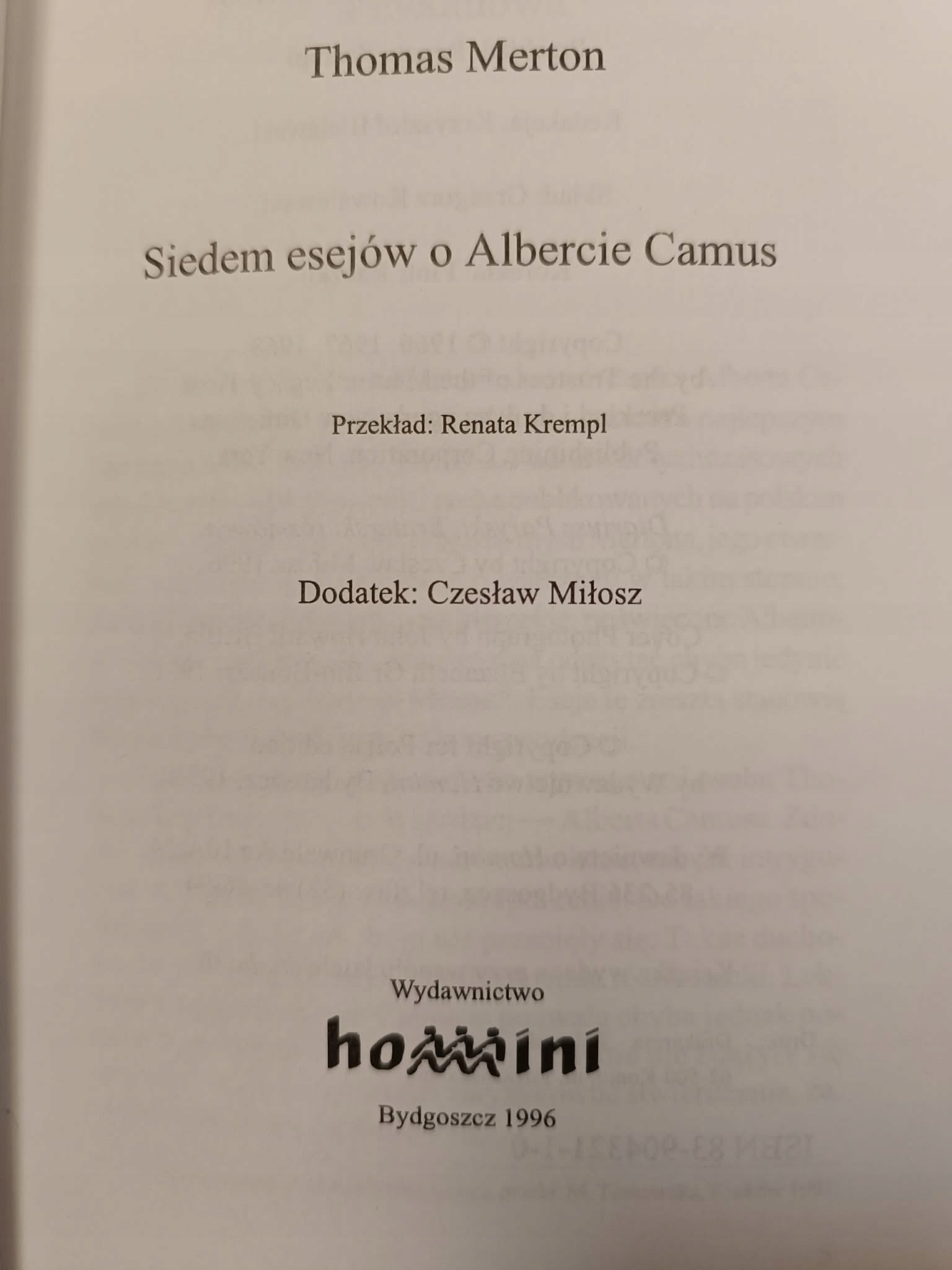 7 esejów o Albercie Camus, Merton Thomas
