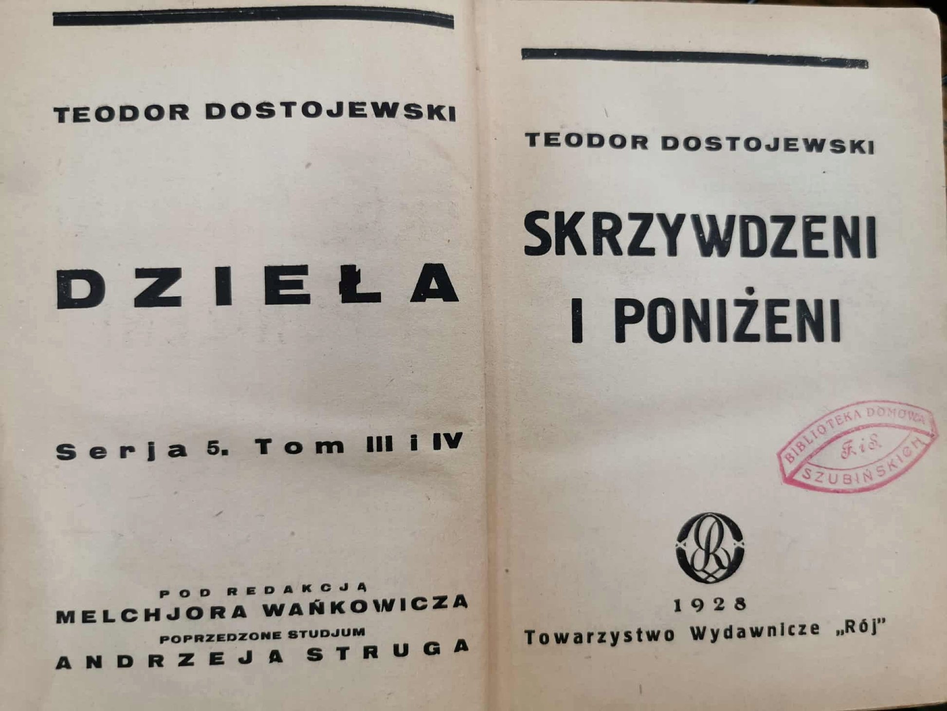 Skrzywdzeni i poniżeni, T. Dostojewski [wydanie przedwojenne 1928]