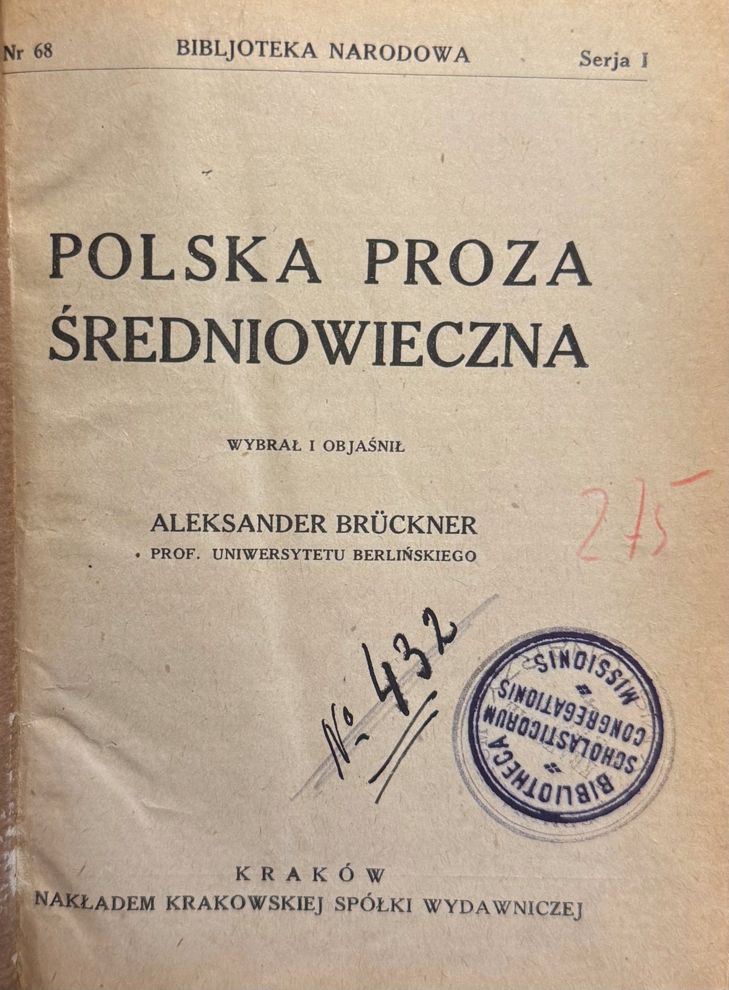 Polska proza średniowieczna Aleksander Brückner [Biblioteka Narodowa]
