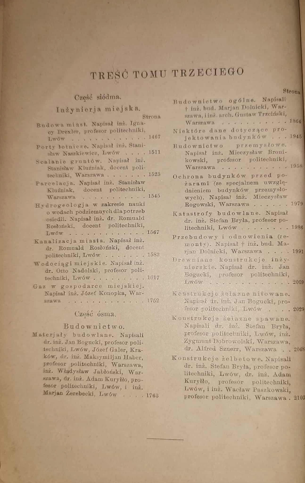Podręczniki Inżynierskie t. I-IV, red. S. Bryła [1927]