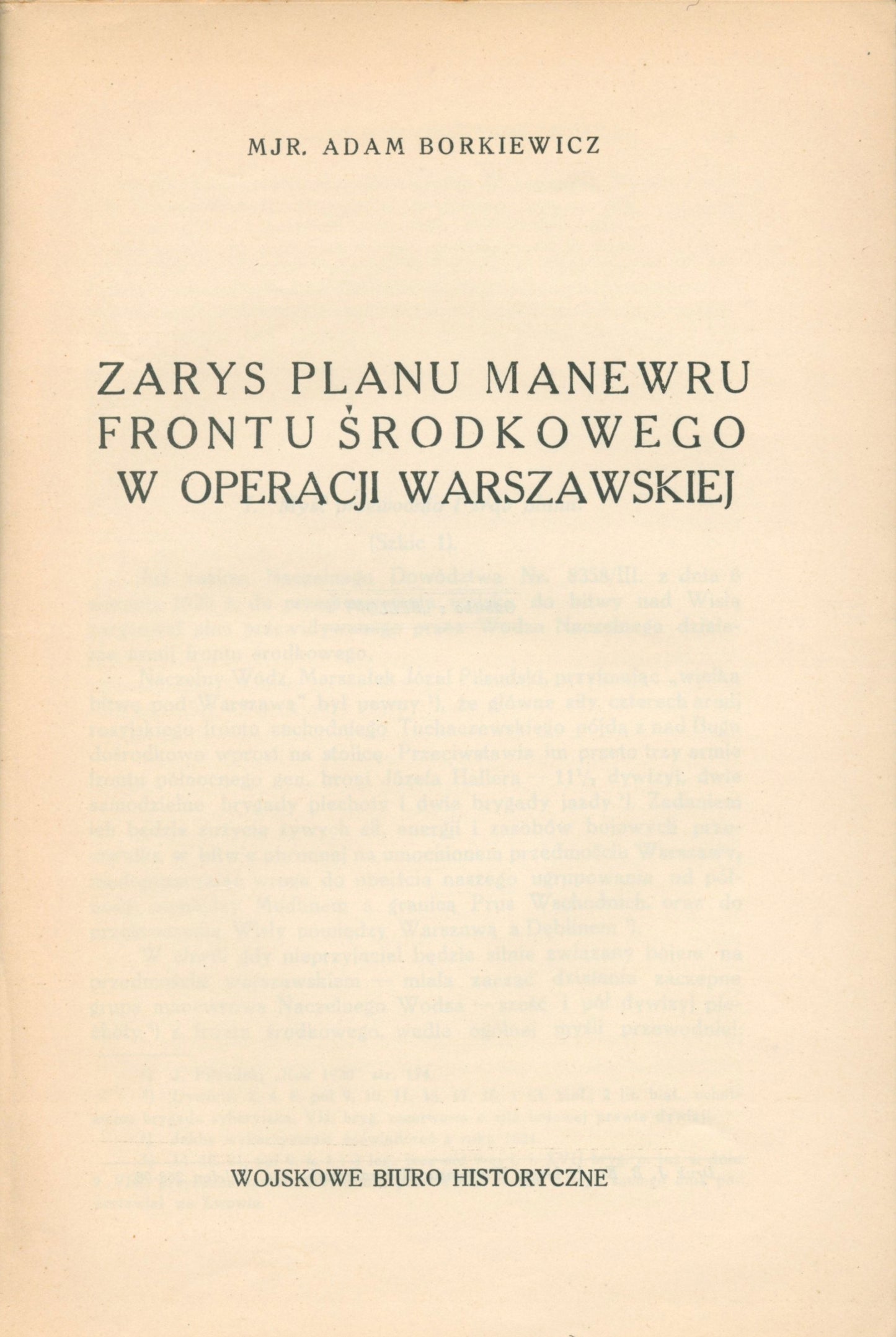 Borkiewicz Zarys planu manewru frontu środkowego [1930]
